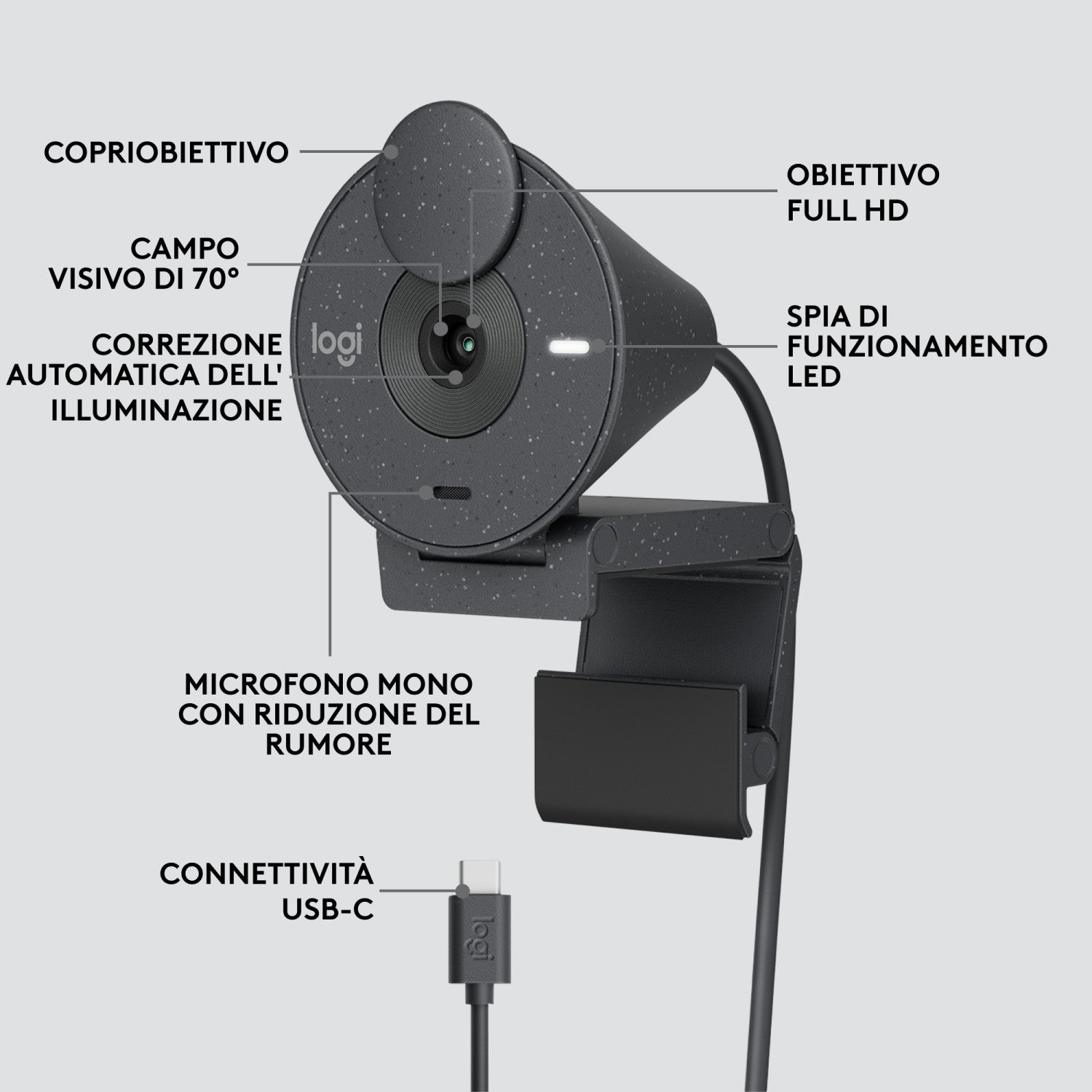Logitech Brio 300 Webcam 2 MP 1920 x 1080 Pixel USB-C Grafite