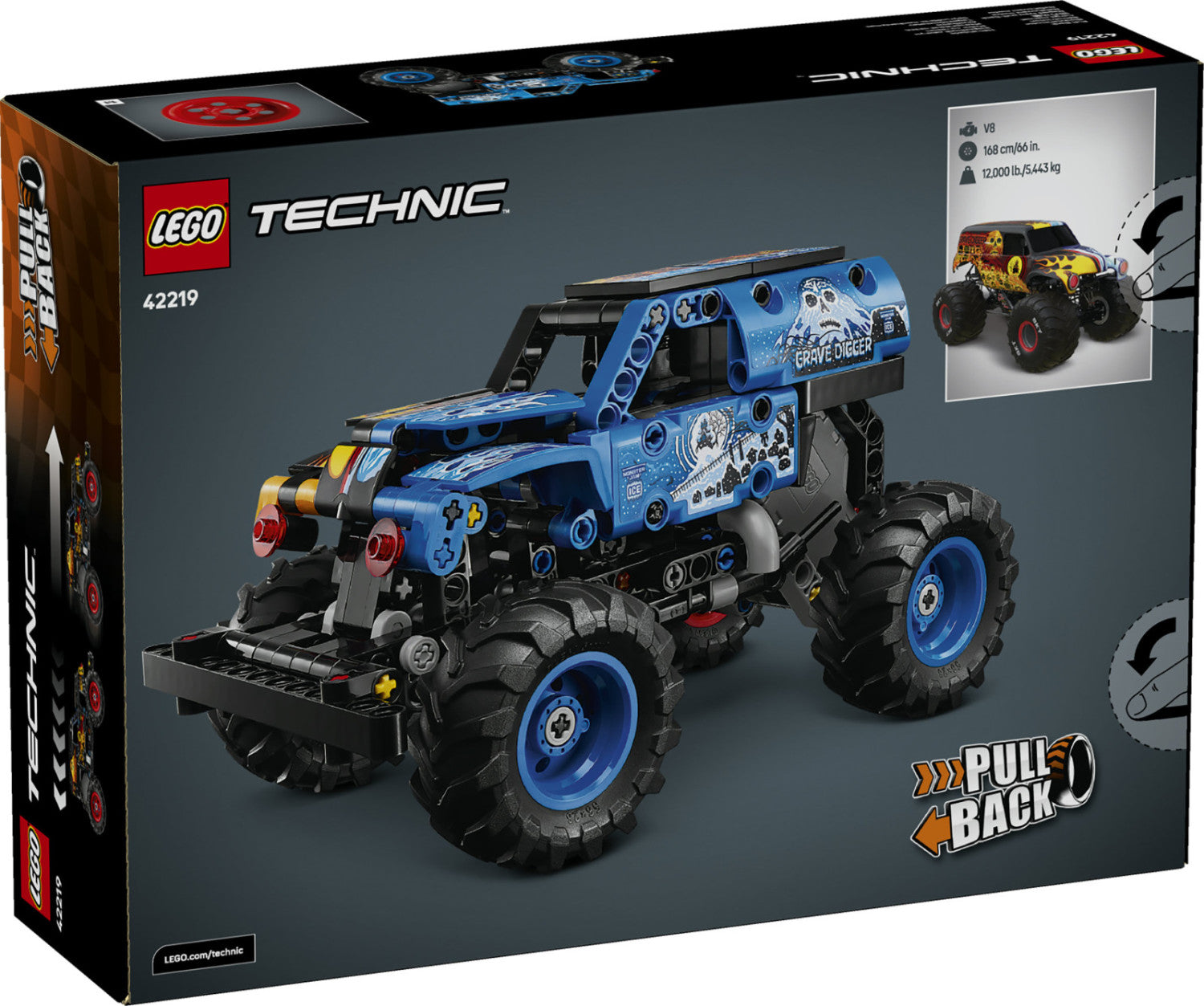 Set costruzioni LEGO 42219 TECHNIC Monster Jam Grave Digger Fuoco e Gh