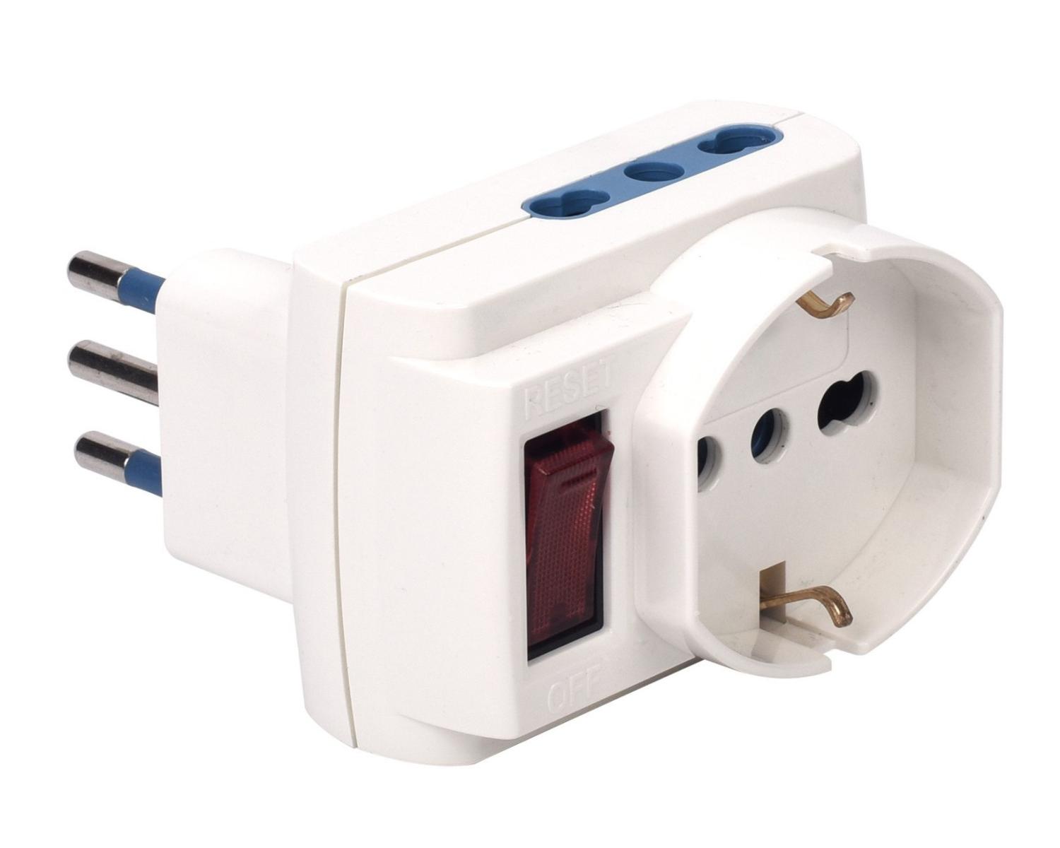 Adattatore Multisize PP238 con Spina 10A prese Pluristandart Bianco