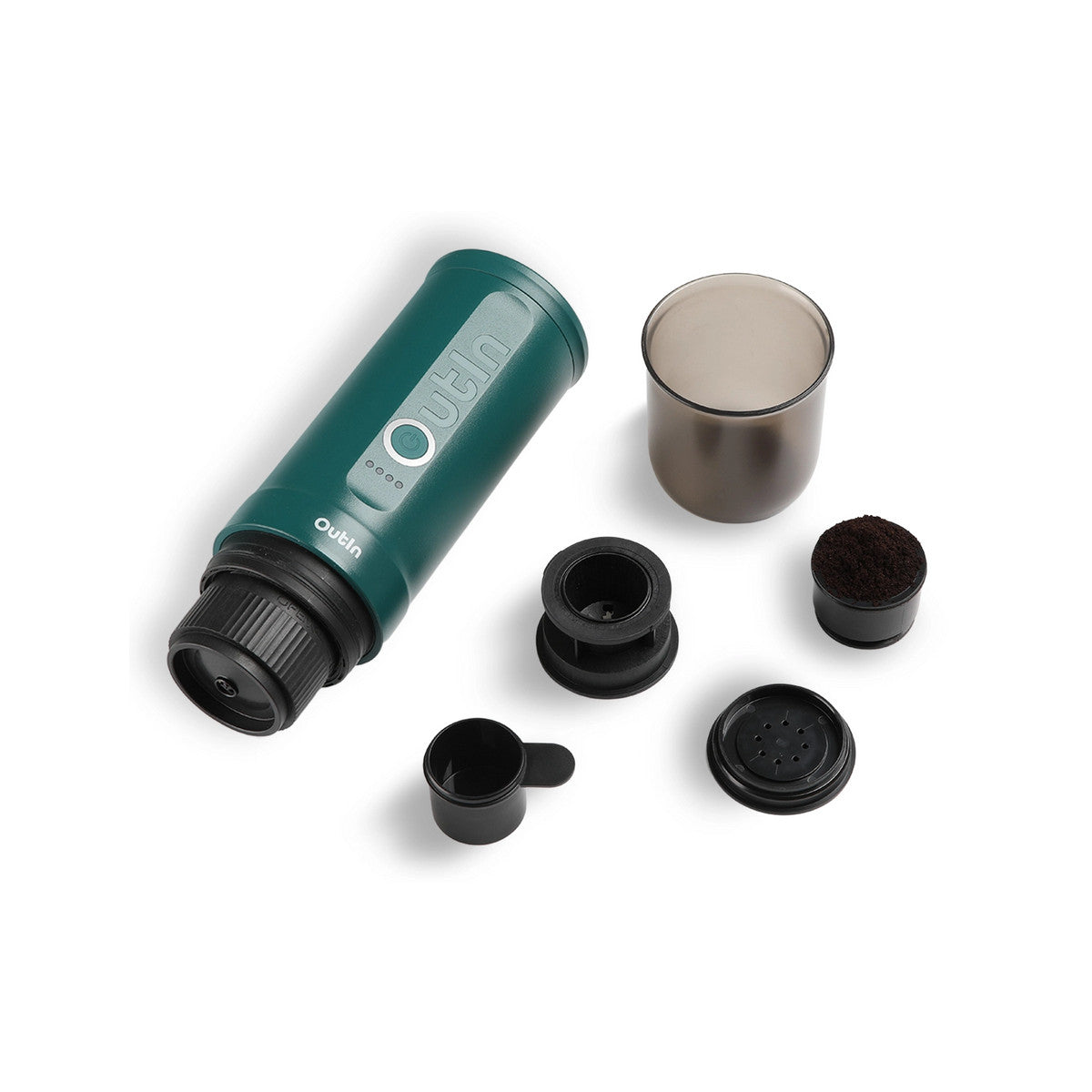 Outin Nano Macchina Espresso Portatile Nero Foglia di Tè USB-C Compattta