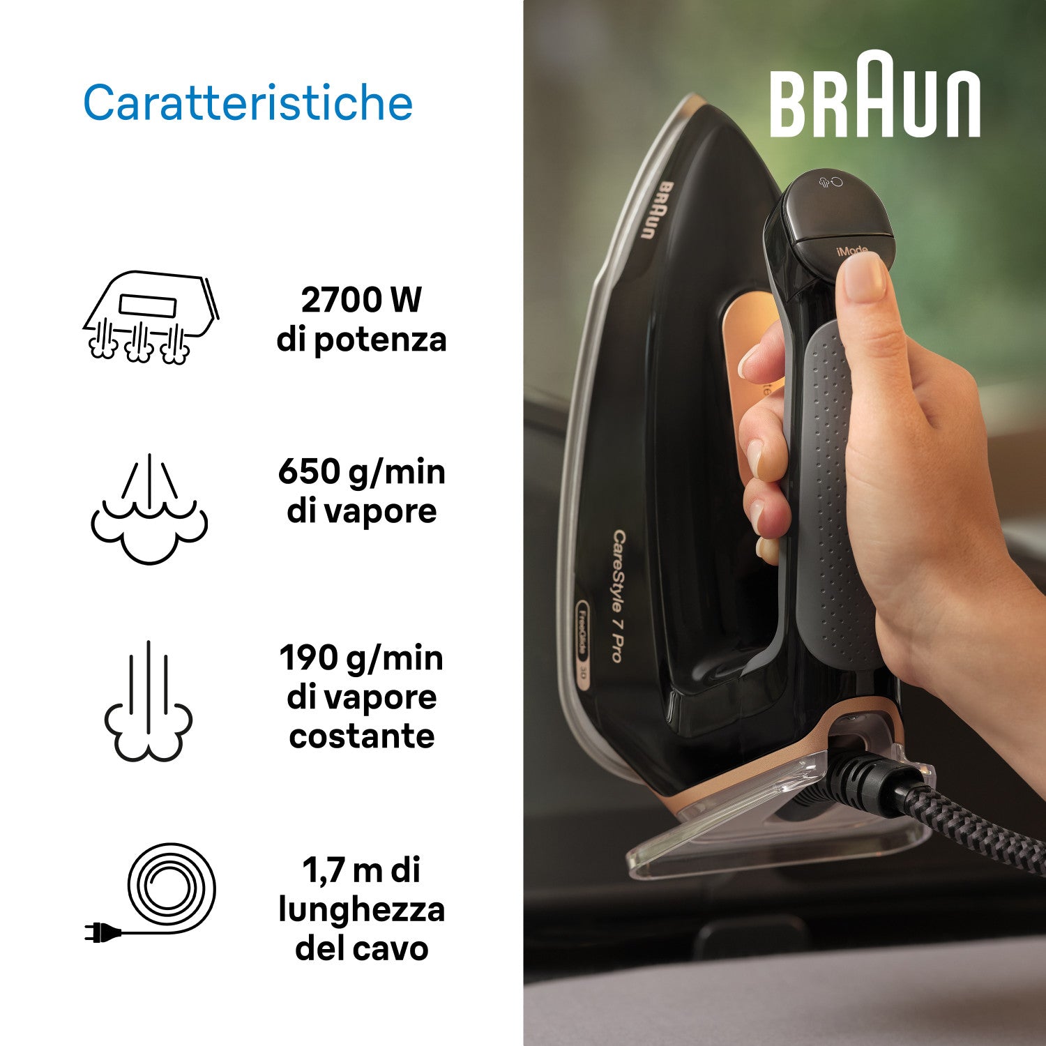 Braun IS7286 BK CareStyle 7 Pro stazione stiratura a vapore ferro da stiro a vapore Nero