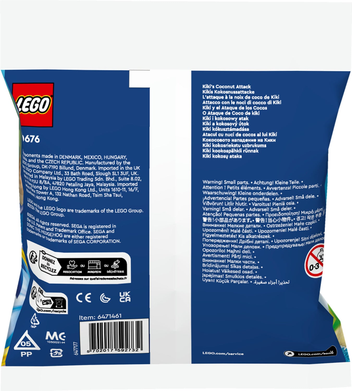LEGO Sonic the Hedgehog Kiki's Coconut Attack 30676 6 Anni 42 Pezzi