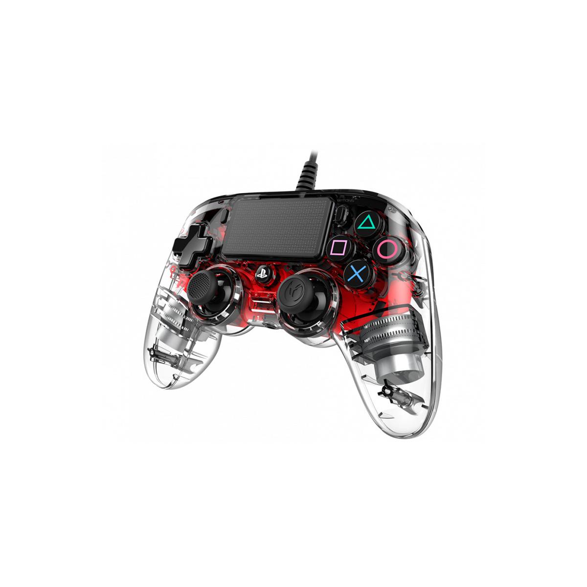Nacon PS4OFCPADCLRED Compact Controller PS4 Ufficiale Sony PlayStation, Crystal Rosso