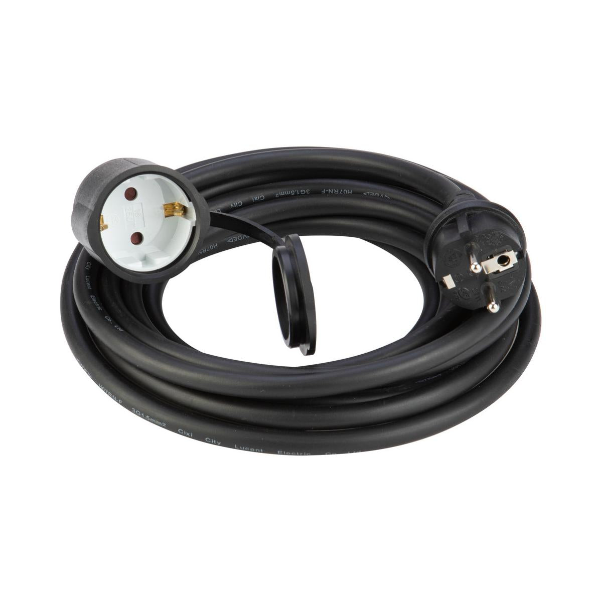 POLY POOL PP2627 Prolunga Elettrica 250V Cavo Elettrico Estensibile 5 Metri Spina Elettrica 16A Salvaspazio Presa Elettrica Schuko 16A in Gomma Antiusura Made in Italy Nera