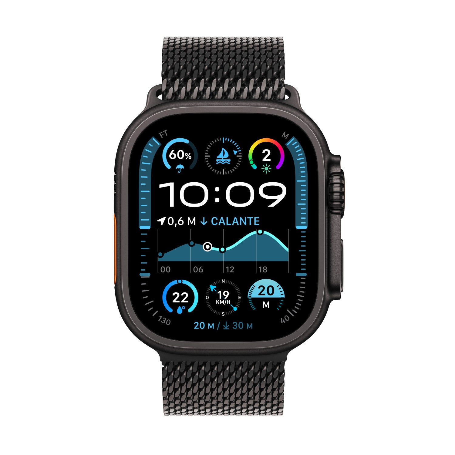 Apple Watch Ultra 2 GPS Cellular 49mm Cassa Titanio Nero con Nero Titanium Milanese Loop M