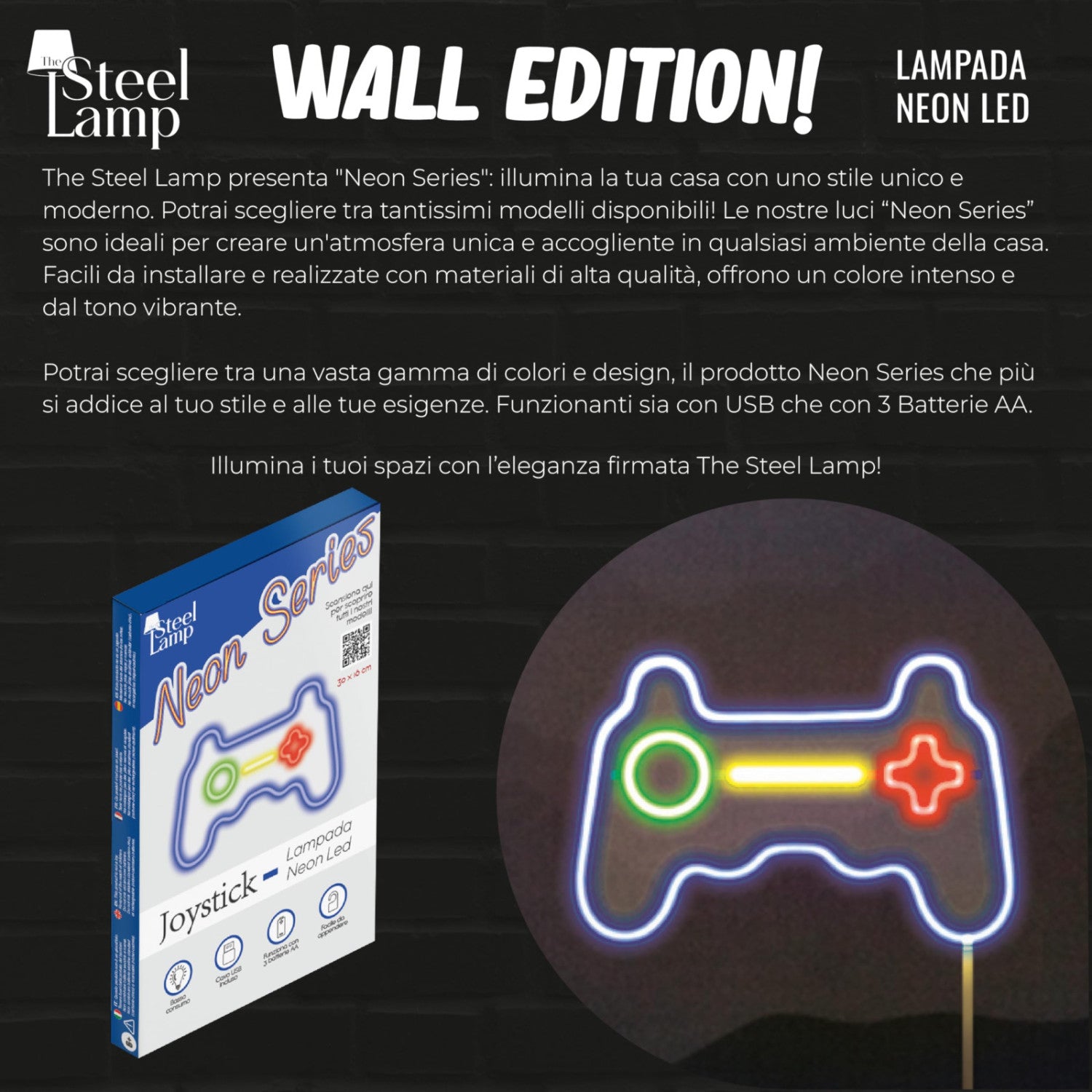 T-Tex Srl Insegna Al Neon Led Joystick Decorativa