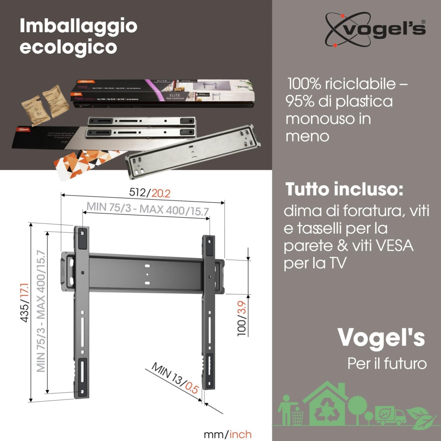 Vogel's Supporto TV da Parete Fisso TVM 5505 32-77'' 75 Kg VESA 400x400