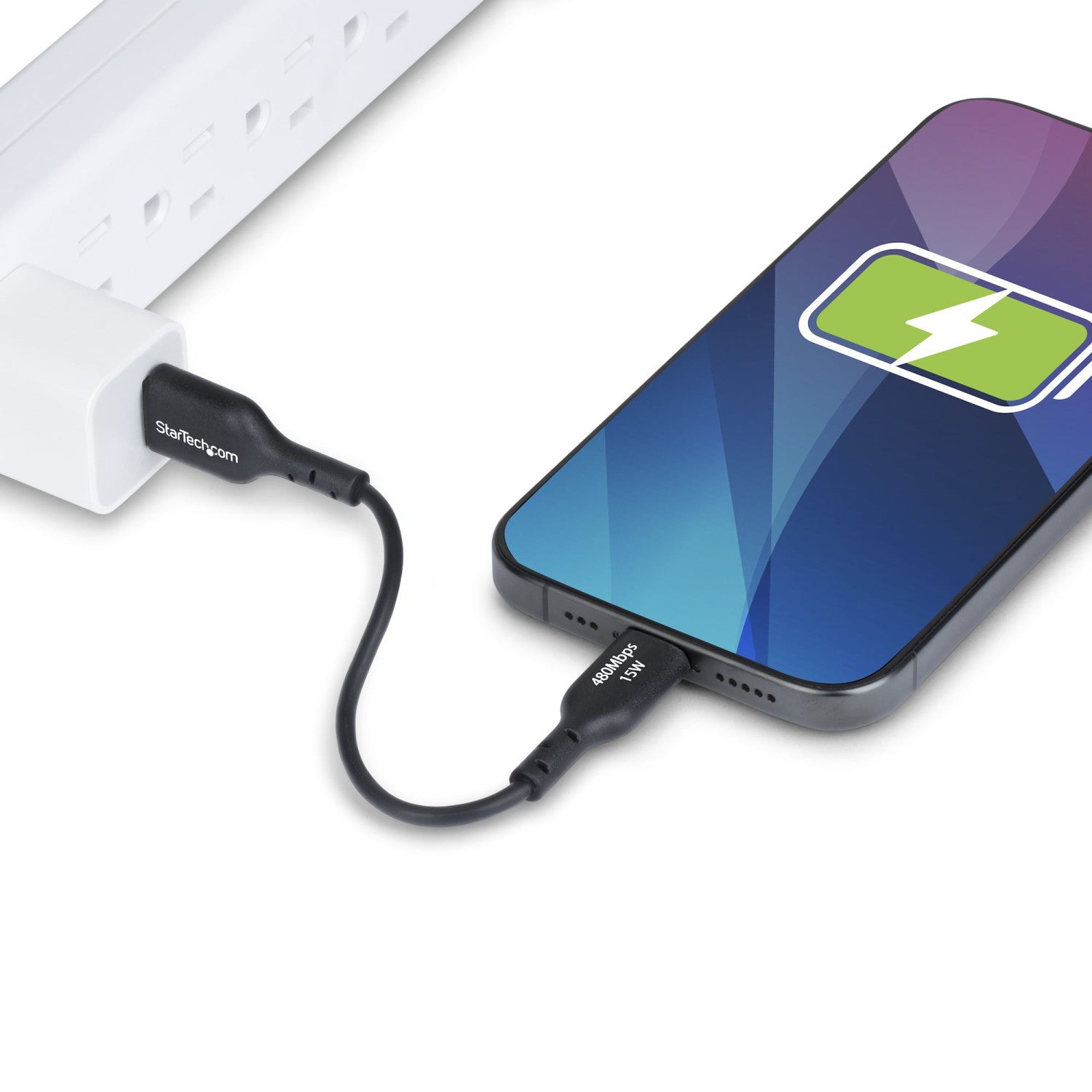 StarTech.com Cavo di ricarica USB-A a USB-C da 15cm, Cavetto di ricarica e sincronizzazione USB 2.0 3A, rivestimento in TPE - Nero