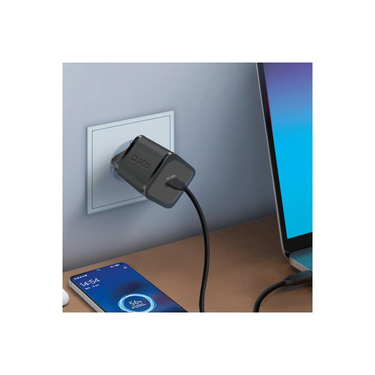 SBS TETRGAN1C30W Caricabatterie per dispositivi mobili Cuffie. Computer portatile. Smartphone. Orologio intelligente. Tablet Nero AC Ricarica rapida Interno