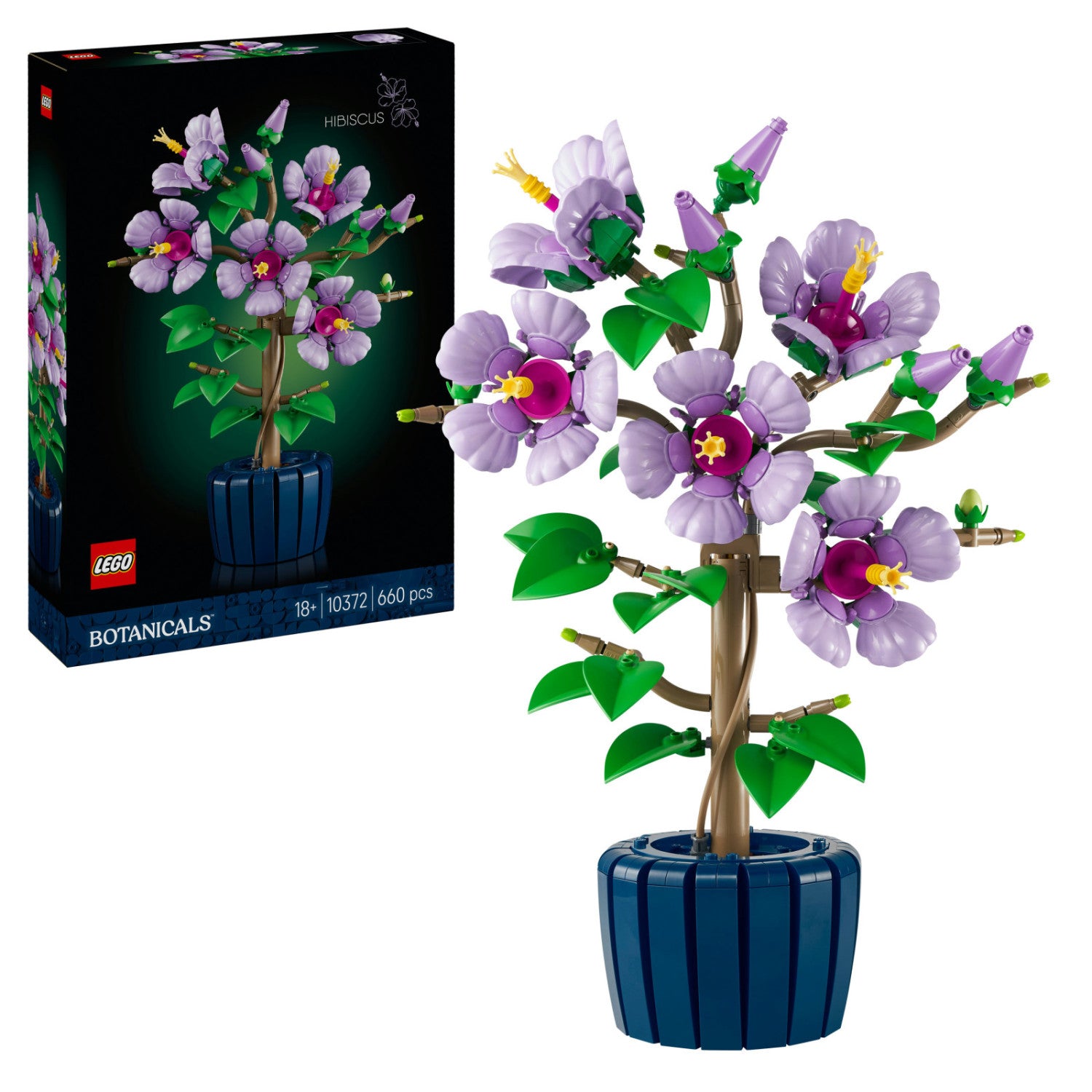 LEGO Botanicals 10372 Ibisco, Pianta Artificiale Con 4 Fiori Finti E Vaso Costruibile, Modellismo Fai Da Te, Regalo Per Adulti