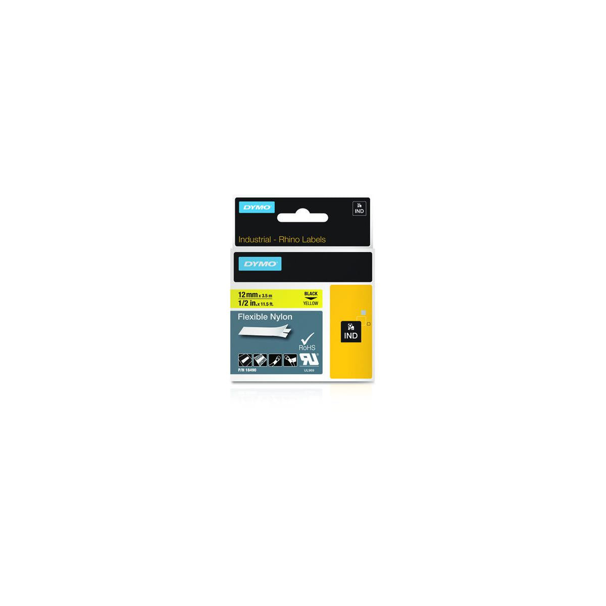 DYMO 18490 nastro per etichettatrice Nero su giallo