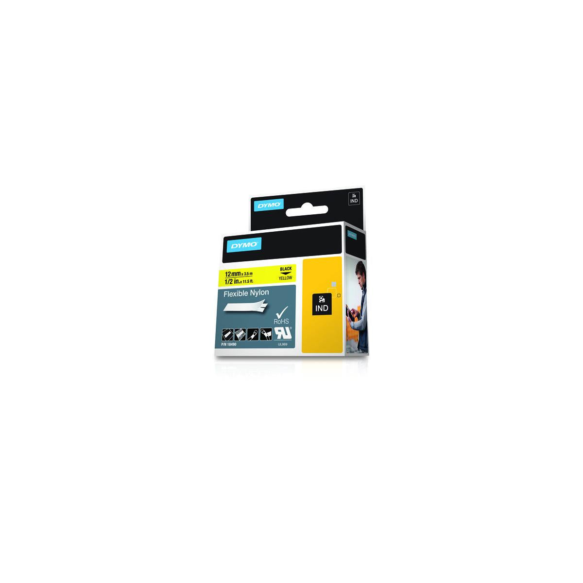 DYMO 18490 nastro per etichettatrice Nero su giallo