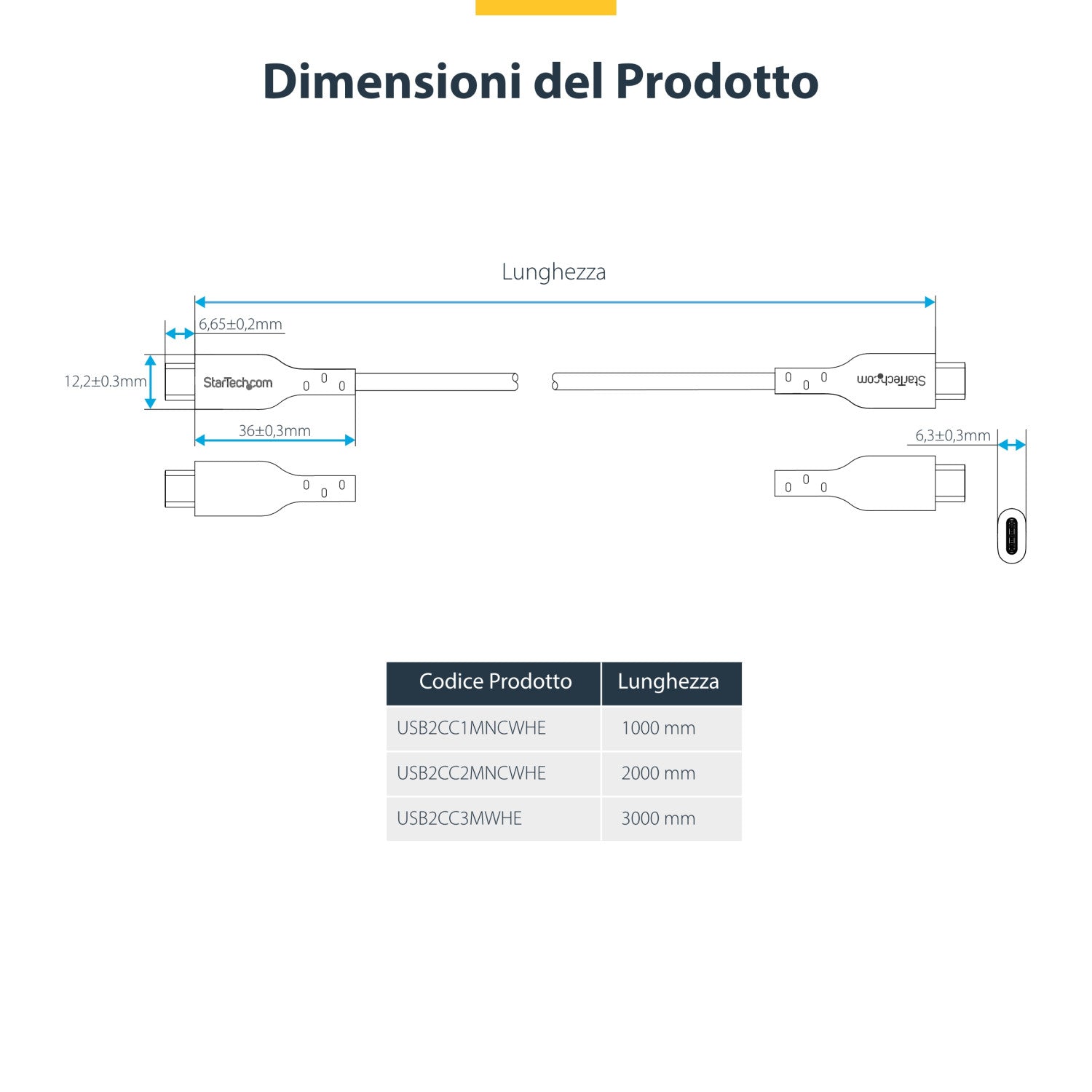 StarTech.com Cavo USB-C bianco da 1m, cavo di ricarica USB 2.0 Tipo-C per laptop, Power Delivery 60W 3A, rivestimento in TPE, cavo di trasferimento dati USB-C, M/M