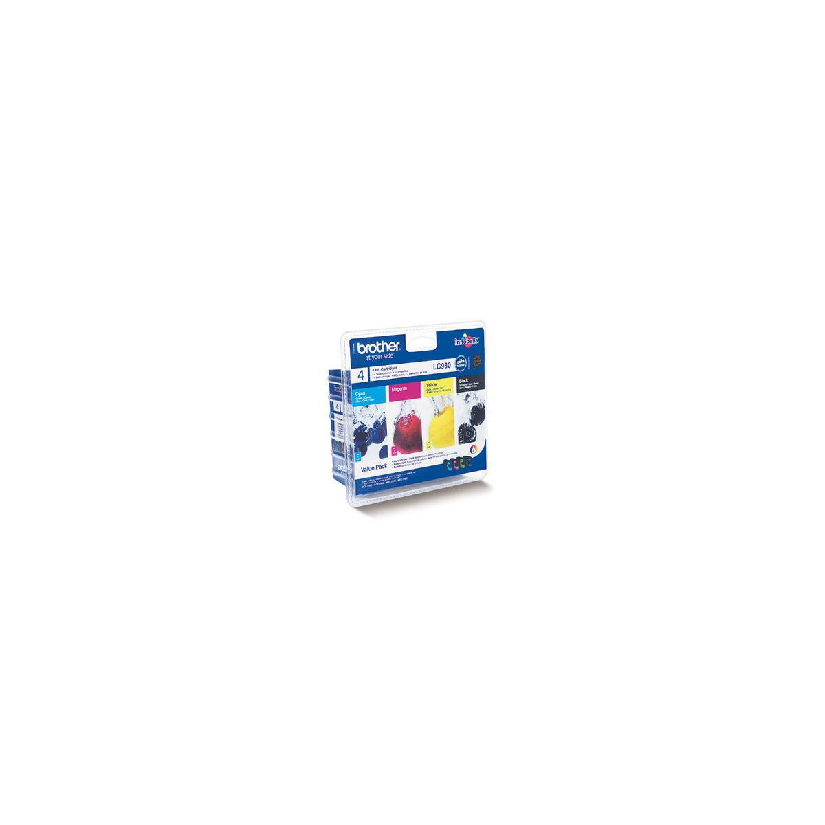 Brother LC980 Pack cartuccia d'inchiostro 4 pz Originale Resa standard Nero, Ciano, Magenta, Giallo