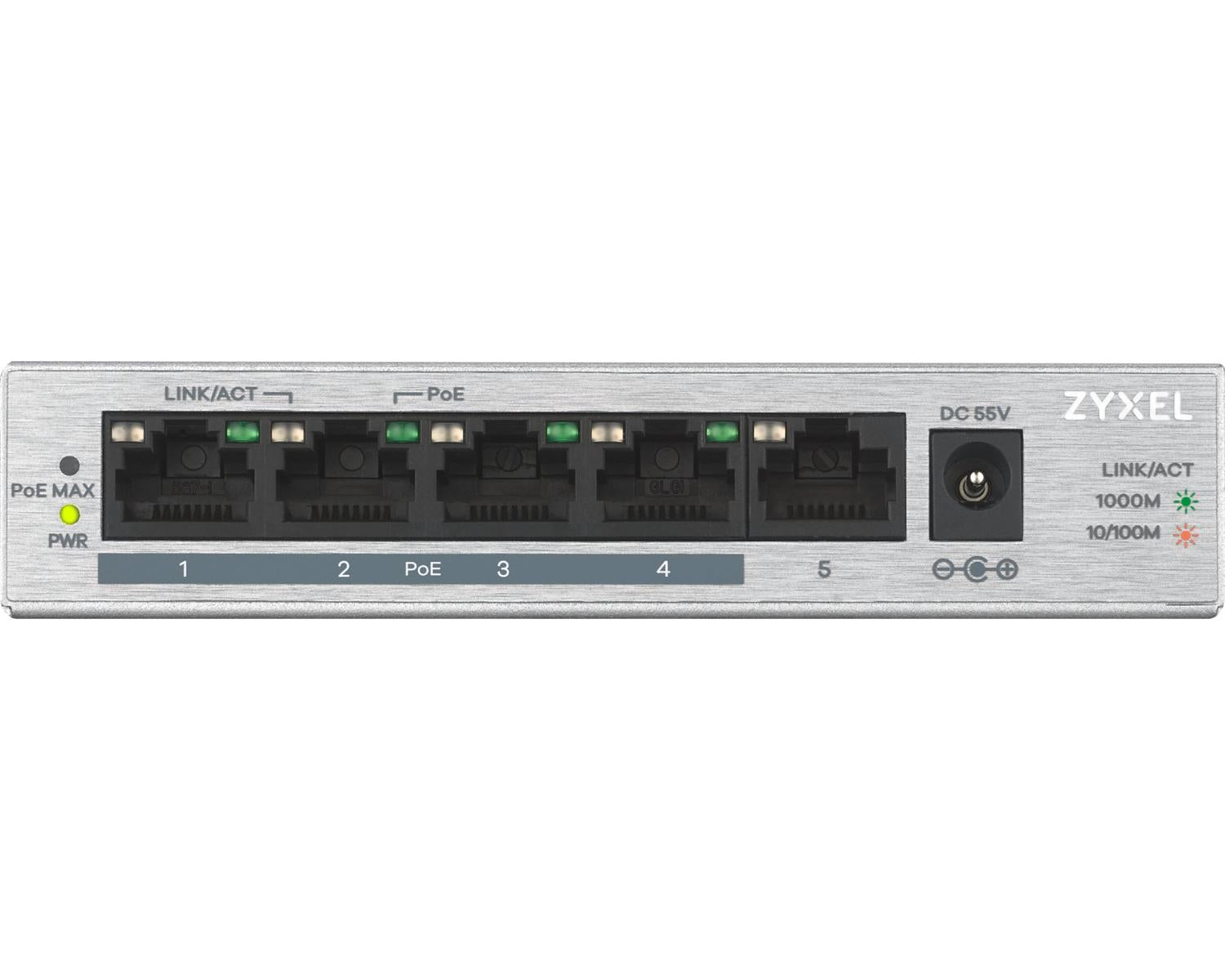 Zyxel GS1005HP Non gestito Gigabit Ethernet (10/100/1000) Supporto Power over Ethernet (PoE) Argento