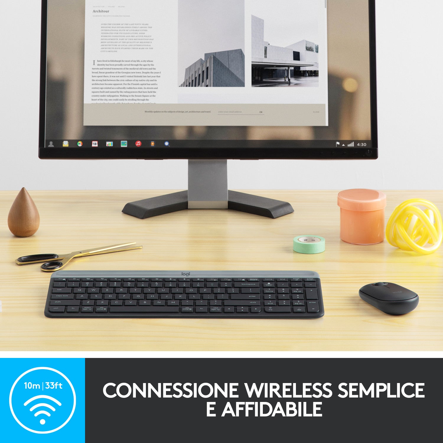 Kit Mouse e Tastiera Logitech MK470 Wireless per Windows Italiano QWERTY Grigio