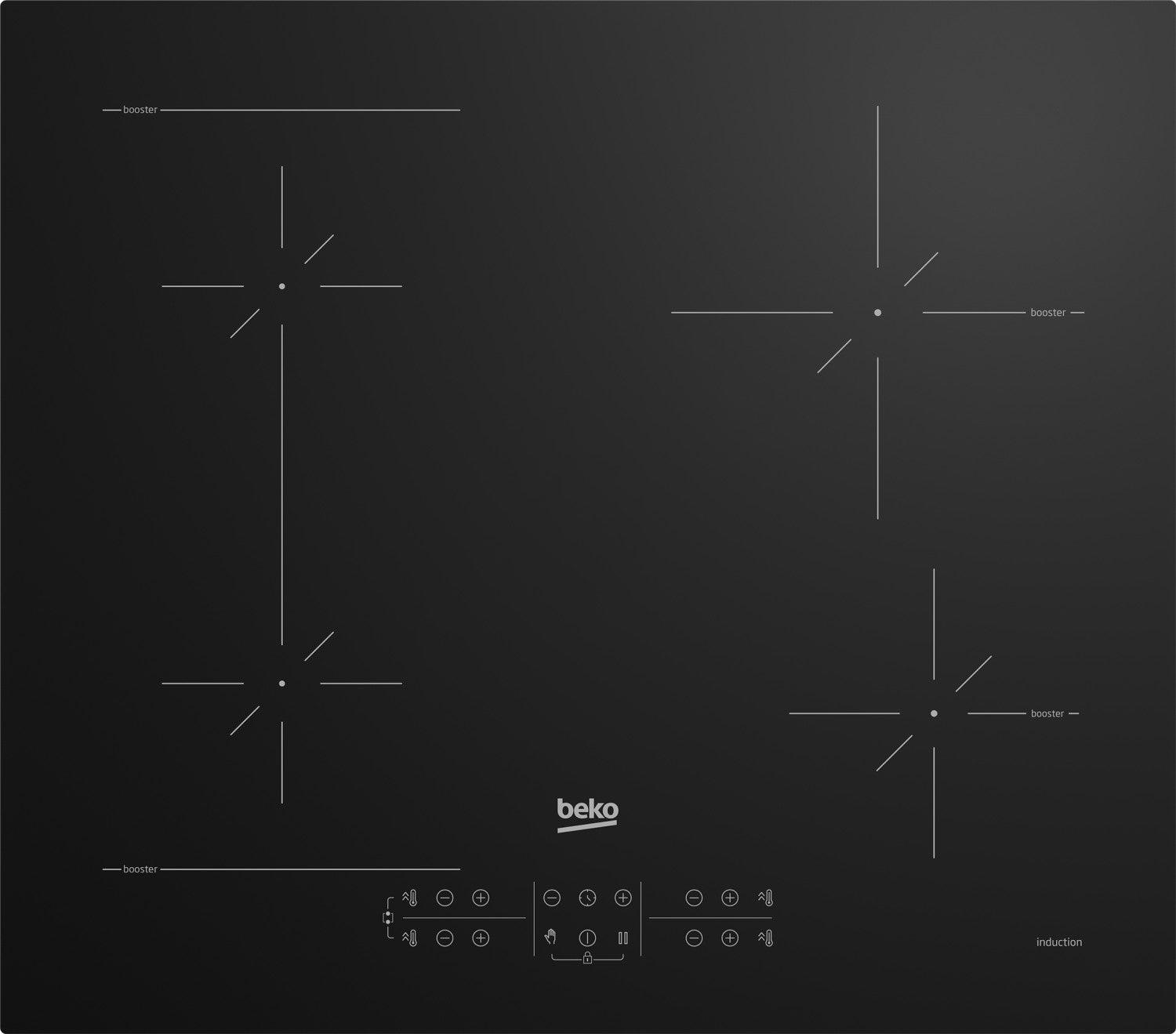 Beko HII64200SFMT piano cottura Nero Da incasso 59 cm Piano cottura a induzione 4 Fornelli