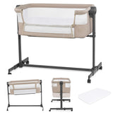 Kinderkraft Nestee Up 2 Culla Co-Sleeping Con Materasso, 5 Livelli Di Altezza, 4 Ruote, Beige