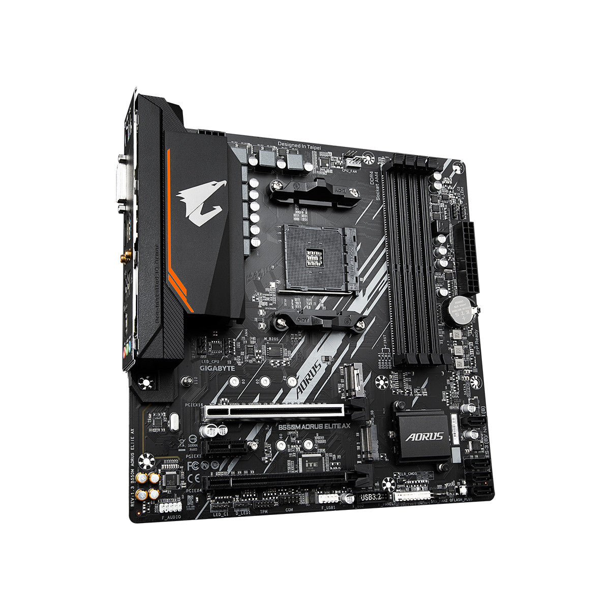 GIGABYTE B550M AORUS ELITE AX Scheda madre - CPU AMD Ryzen 5000, VRM a 5 3 fasi, fino a 4733 MHz DDR4, 1xPCIe 4.0 1xPCIe 3.0 M.2, Wi-Fi 6E, LAN 1GbE, USB 3.2 Gen 1