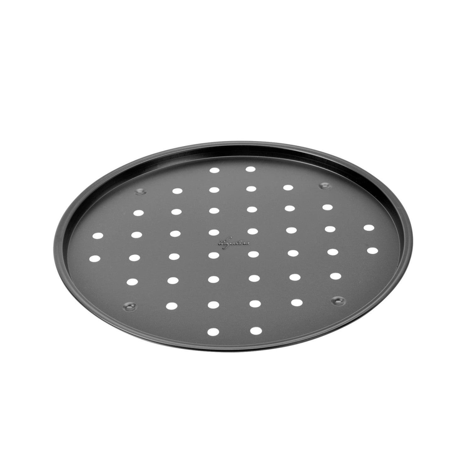 Lagostina Gustosa Teglia Pizza Forata in Acciaio Antiaderente per Forno, Nero, Diametro 32 Cm