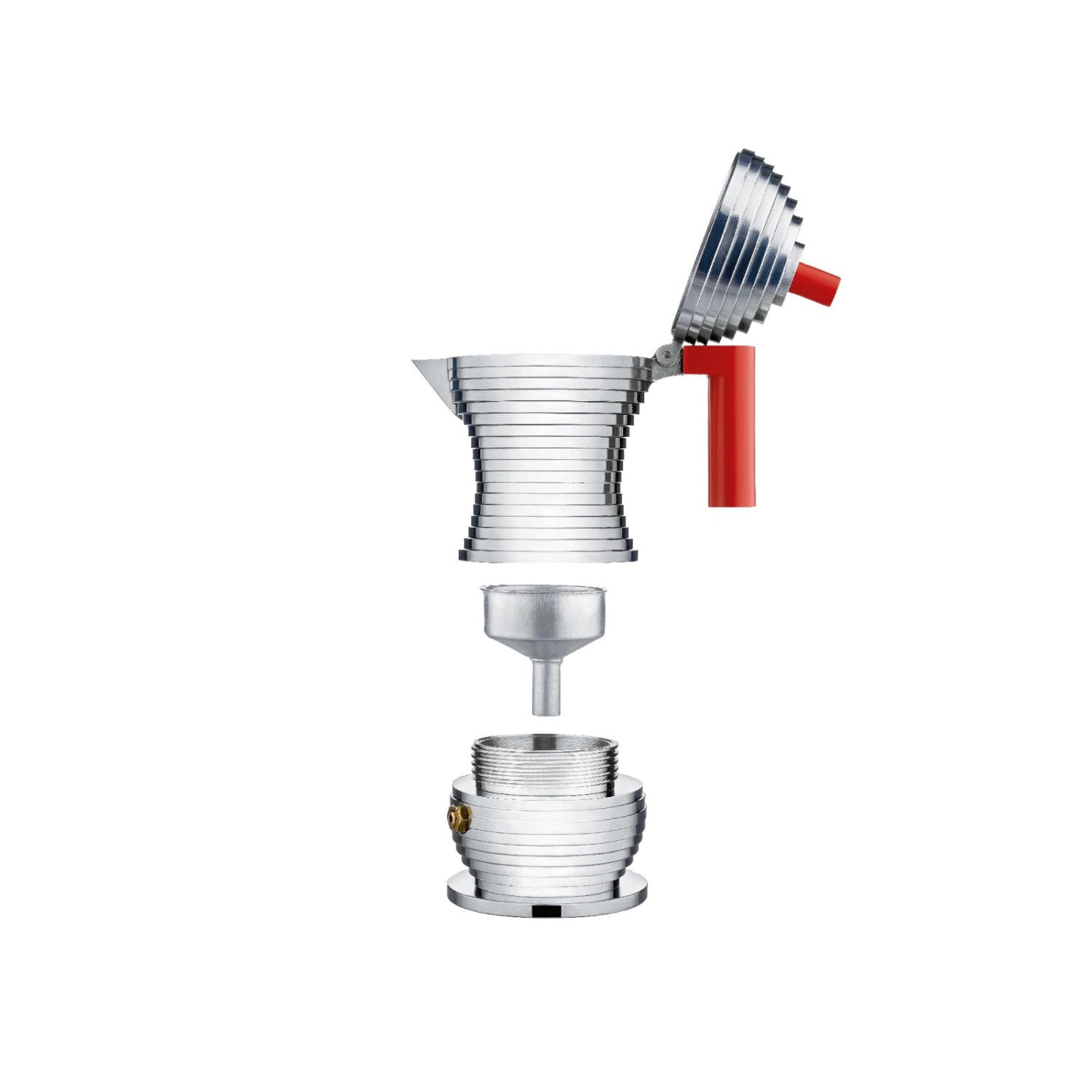 Alessi Pulcina Caffettiera Espresso MDL02/1 R, Alluminio, 1 Tazza, Rosso