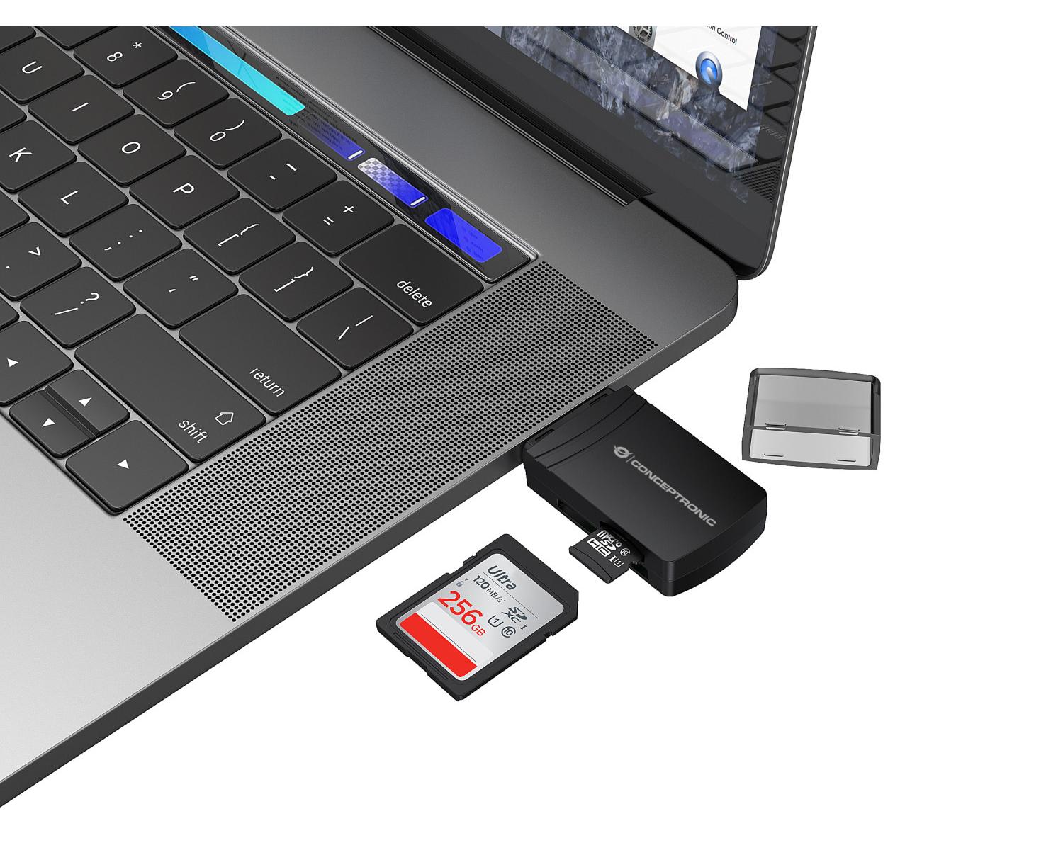 Conceptronic BIAN06B lettore di schede USB 3.2 Gen 1 3.1 Gen 1 Type-A Nero