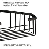 Gedy Smart Mensola Angolare A Griglia Doccia In Acciaio Inox Nero Opaco 20x8x15,1 Cm 2483-14