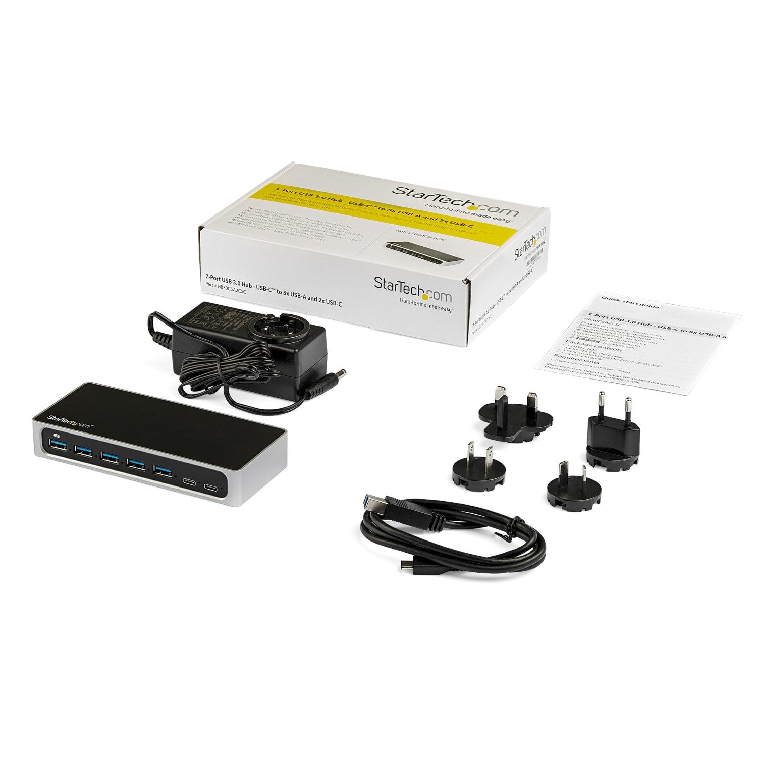 StarTech.com HB30C5A2CSC hub di interfaccia USB 3.2 Gen 1 (3.1 Gen 1) Type-B 5000 Mbit/s Nero, Argento