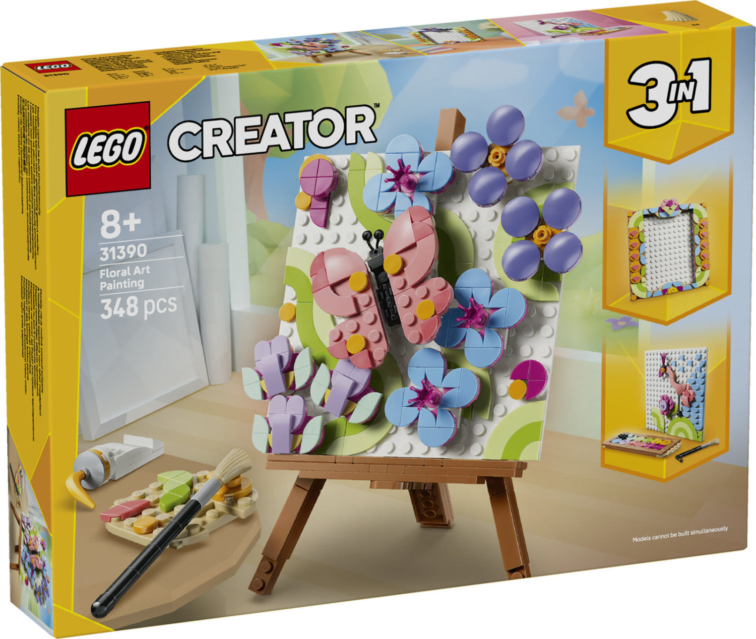 Lego Creator 31390 3In1 Dipinto Floreale Decorativo, Gioco Trasformabile In Cornice O In Disegno Di Fenicottero, Regalo Da 8