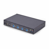 StarTech.com Switch KM a 4 porte con commutazione del mouse, switcher USB per tastiera/mouse, audio 3,5 mm/USB, Condivisione periferiche tra 4 PC, conforme a TAA