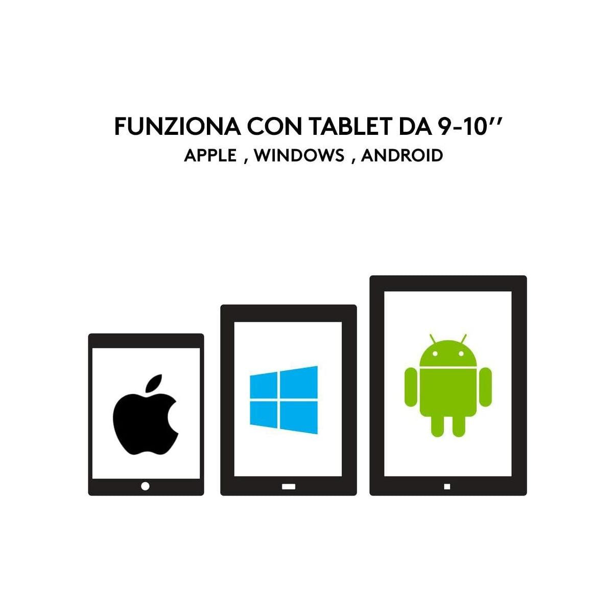 Logitech Universal Folio Cover con Tastiera Bluetooth Wireless per Tablet Ipad da 9 10 Pollici Nero