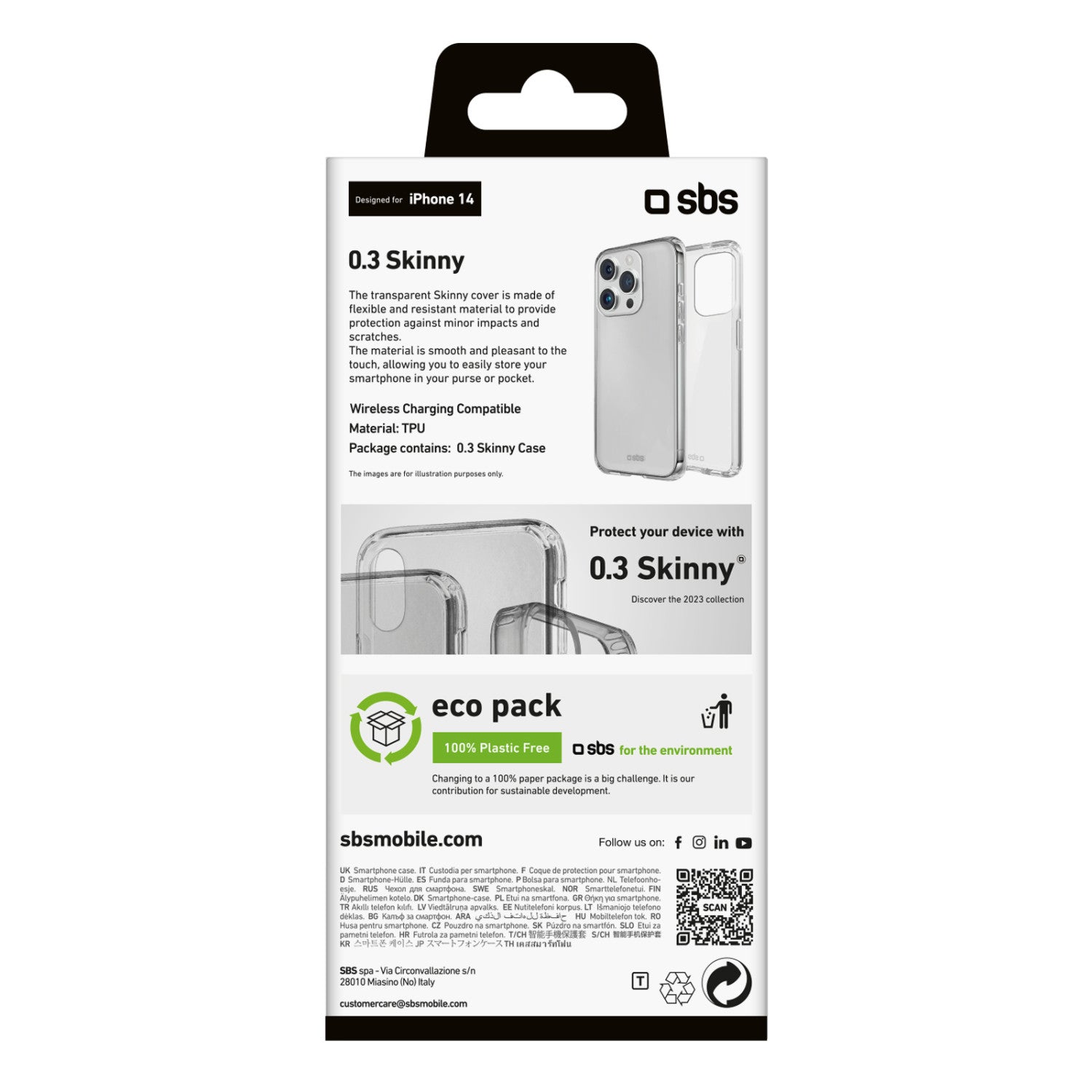 SBS TESKINIP1561PT custodia per cellulare 15.5 cm 6.1pollici Cover Trasparente