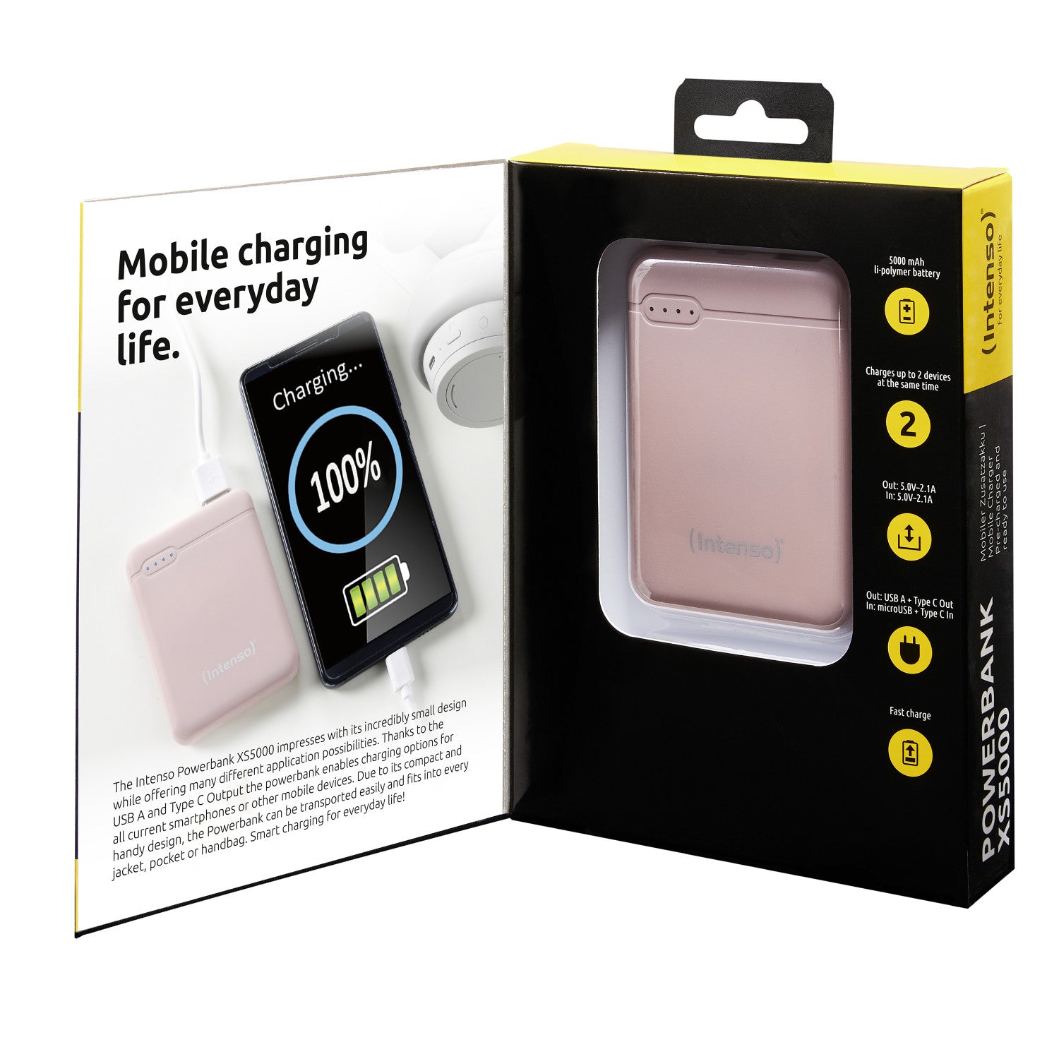 Intenso XS5000 Polimeri di litio (LiPo) 5000 mAh Rosa
