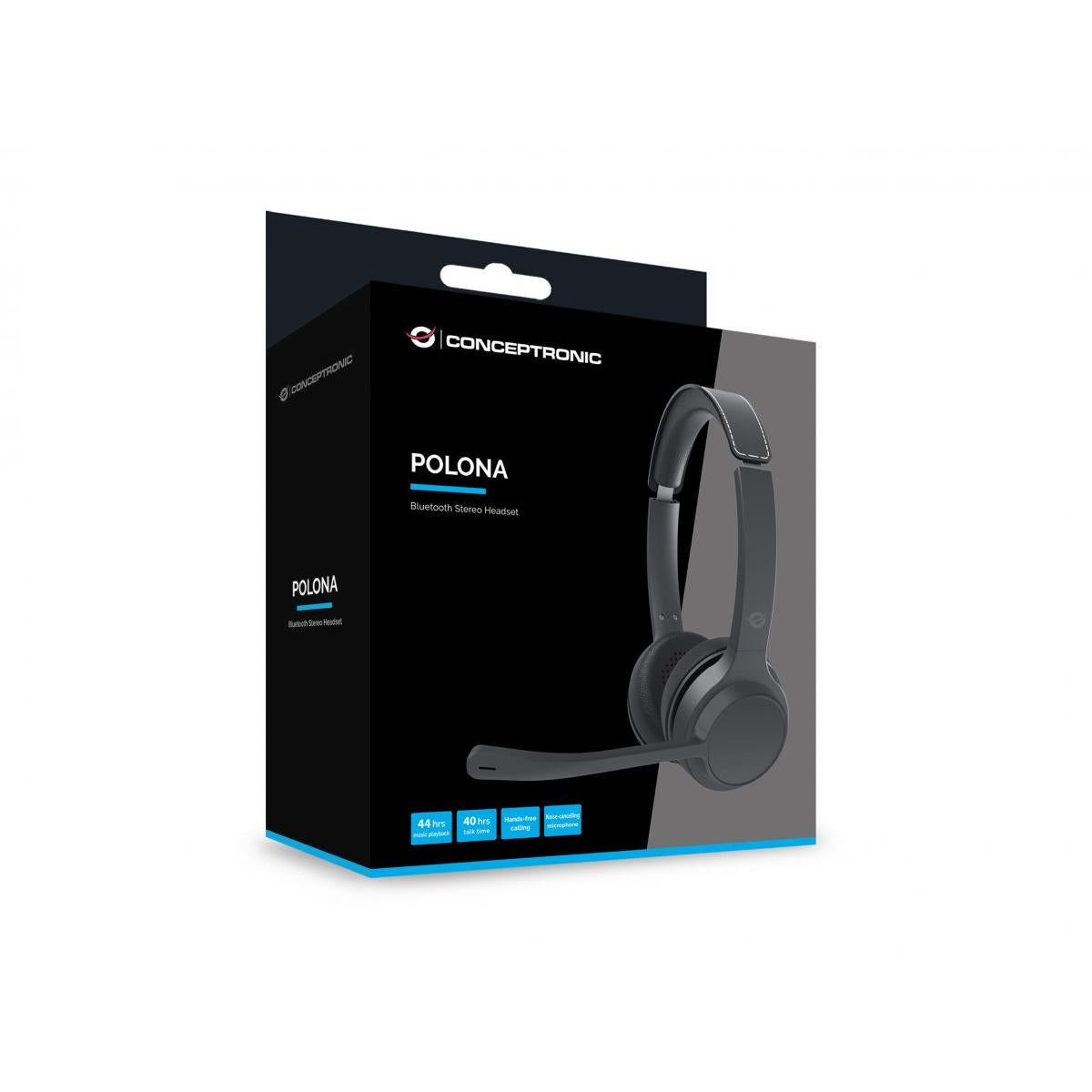 Conceptronic POLONA04B cuffia e auricolare Con cavo e senza cavo A Padiglione Musica e Chiamate USB tipo-C Bluetooth Nero