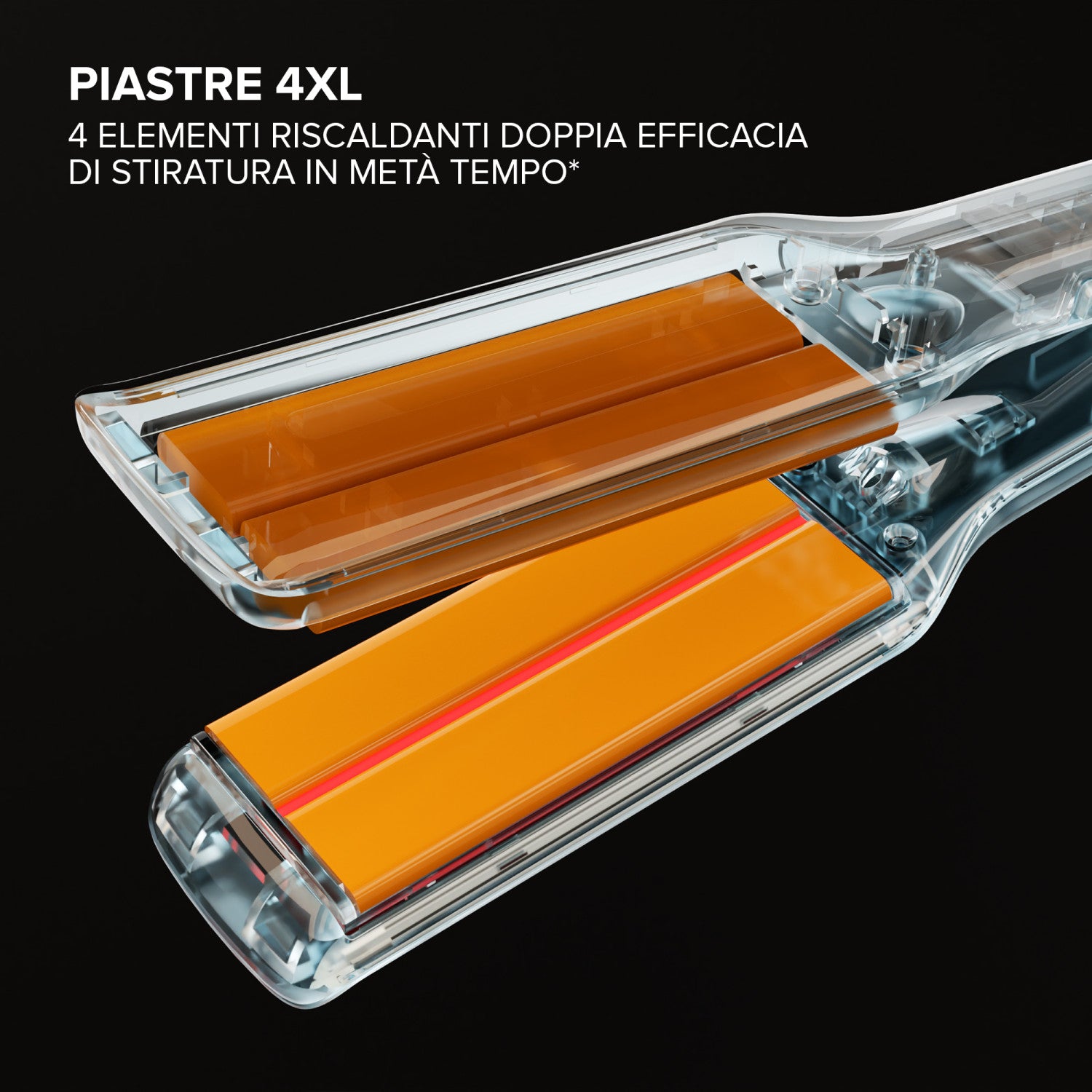 Bellissima Imetec Absolute, Piastra per capelli professionale con piastre 4XL, Infrarossi e tecnologia a ioni, Controllo del calore, Rivestimento in ceramica e cheratina, 4 Temperature, Beauty bag