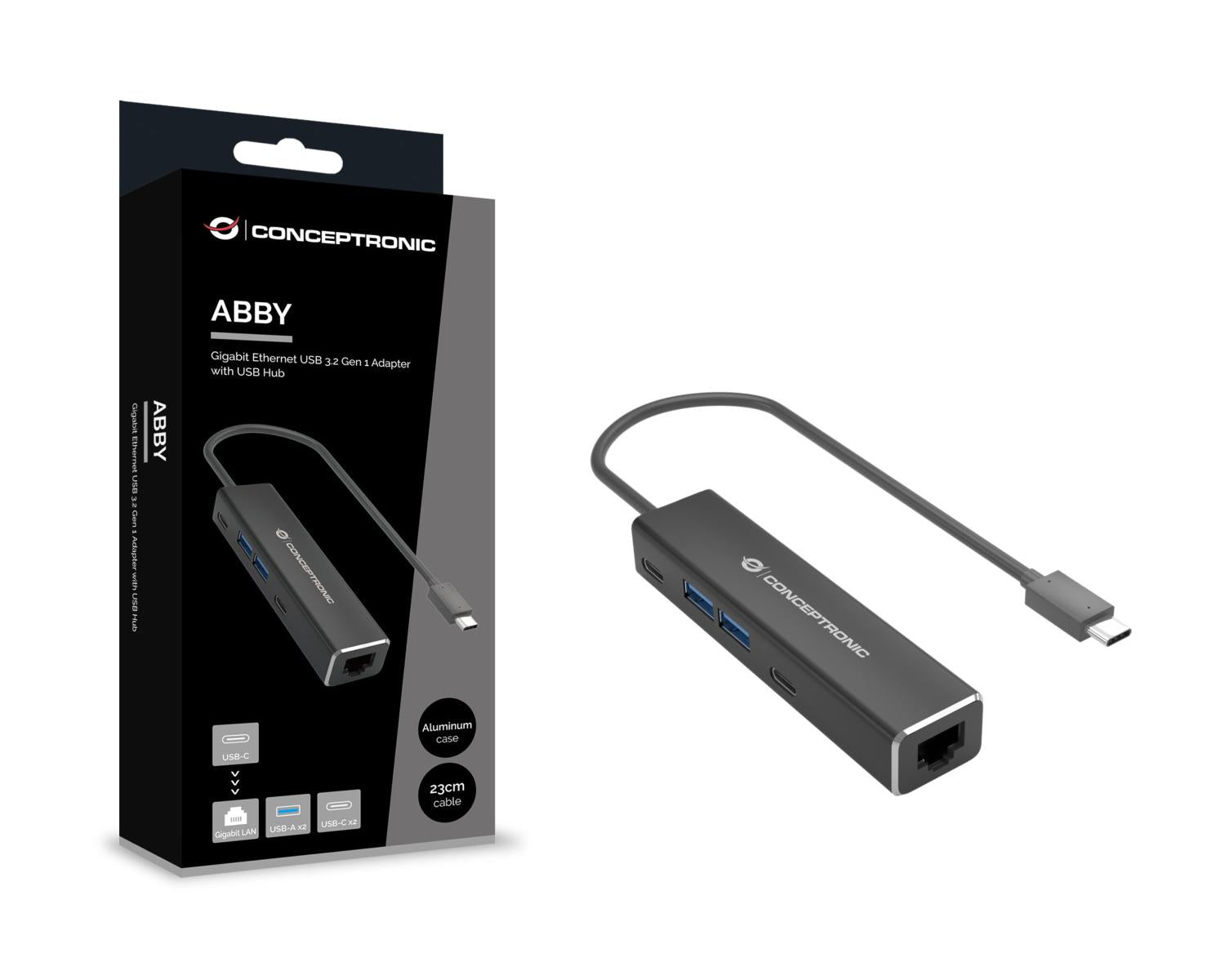 Conceptronic ABBY13B replicatore di porte e docking station per laptop Cablato USB 3.2 Gen 1 (3.1 Gen 1) Type-C Grigio
