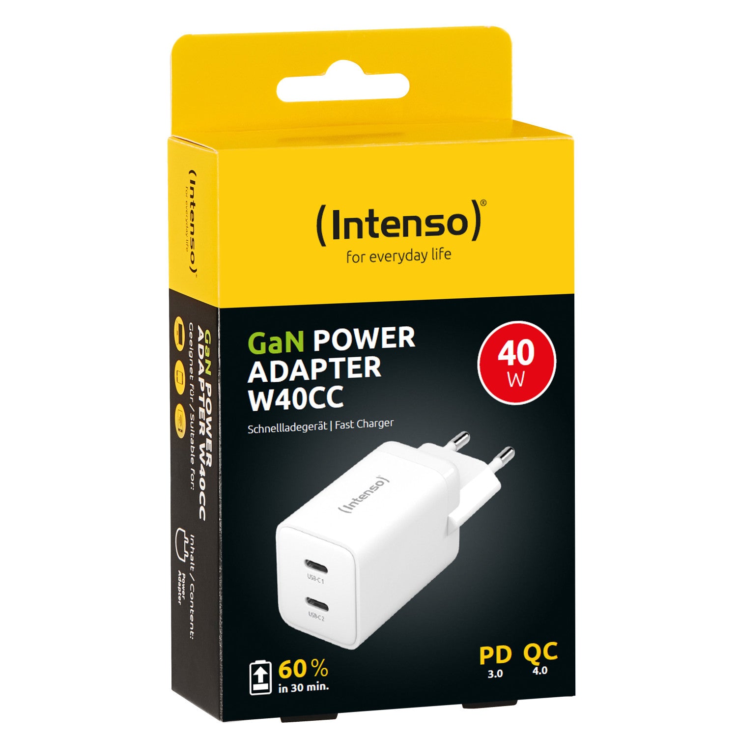 Intenso Power Adapter 2XUSB-C GAN/7804012 Universale AC Ricarica Rapida Bianco