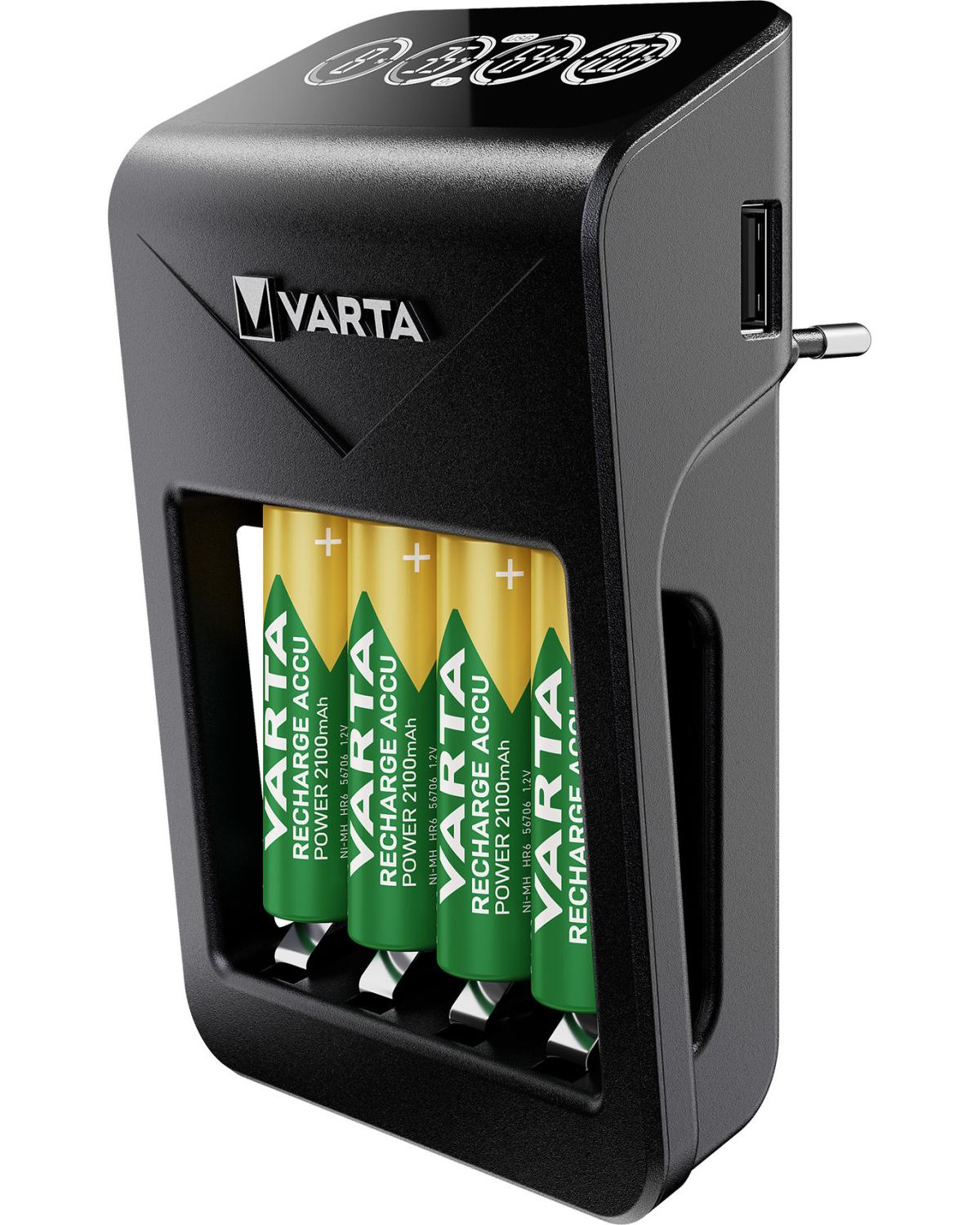 Varta LCD Plug charger AA e AAA Batterie ricaricabili NiMH incl. 4x AA 2100 mAh accu nero