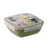 Snips Fresh Lunch Box Quadrato Tucano Con Posate, Vassoio E Salsiera, 4 Chiusure Di Sicurezza, 1,5 Lt, 21x21x8 Cm, Made In Italy