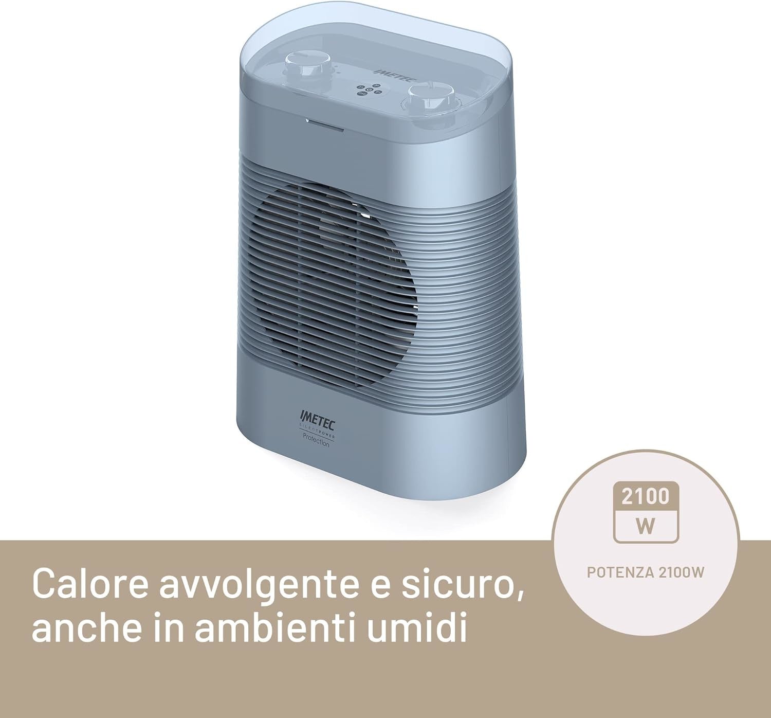 Imetec Termoventilatore Silent Power Protection Silenzioso Timer spegnimento programmabile 2100 W