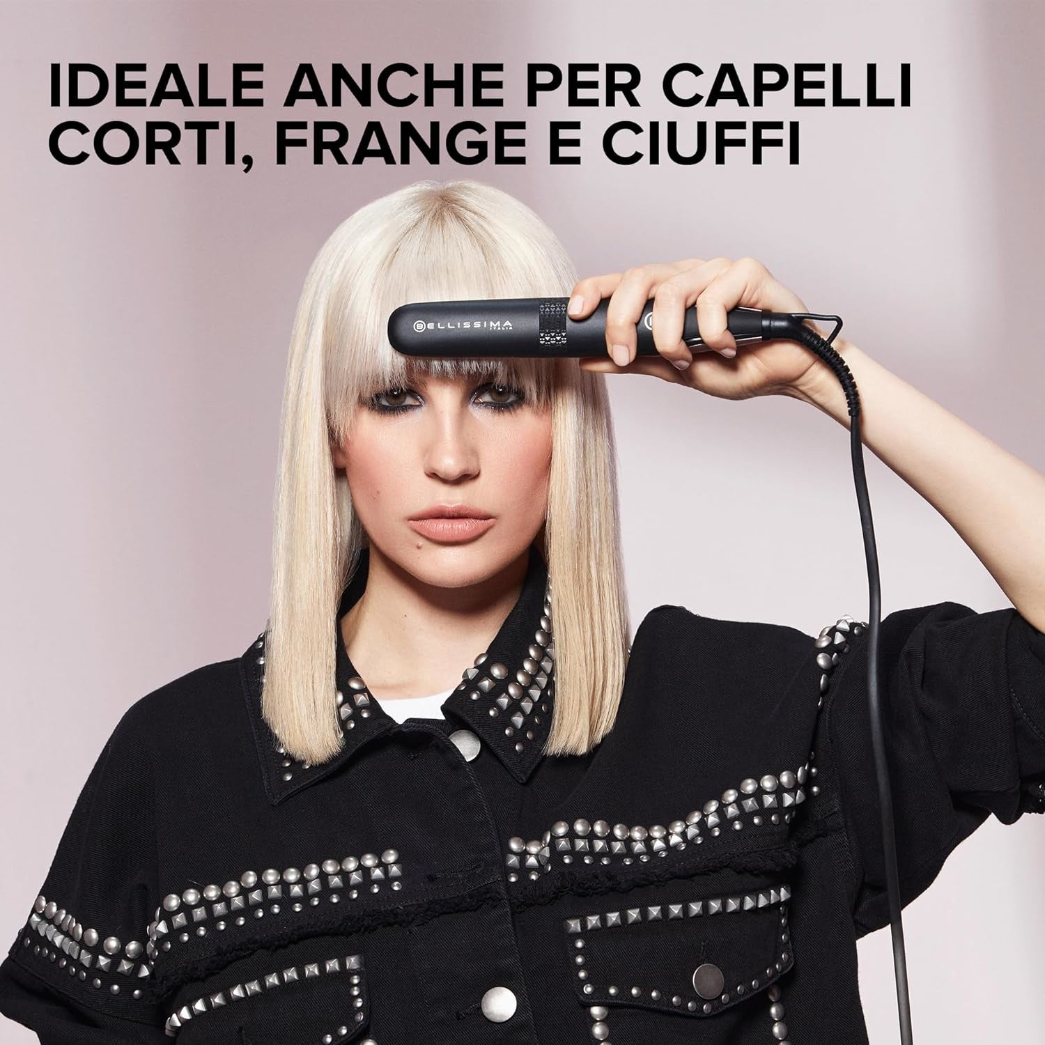 Imetec Bellissima B-Mini Piastra per Capelli Mini da Borsa e da Viaggio Rivestimento in Ceramica Multivoltaggio Automatico Nero Rosa