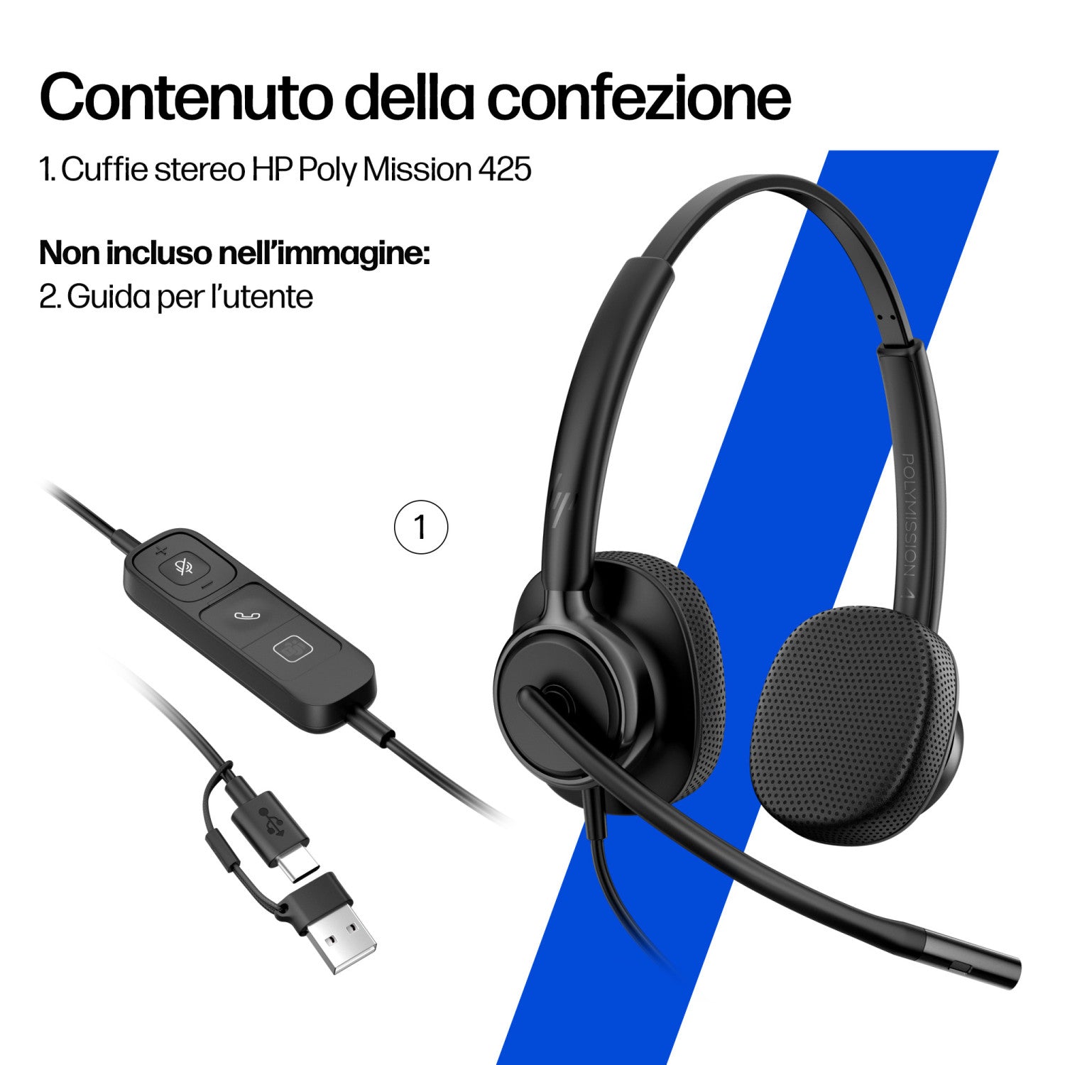 HP Poly Cuffie cablate monoaurali Mission 415 USB Classic