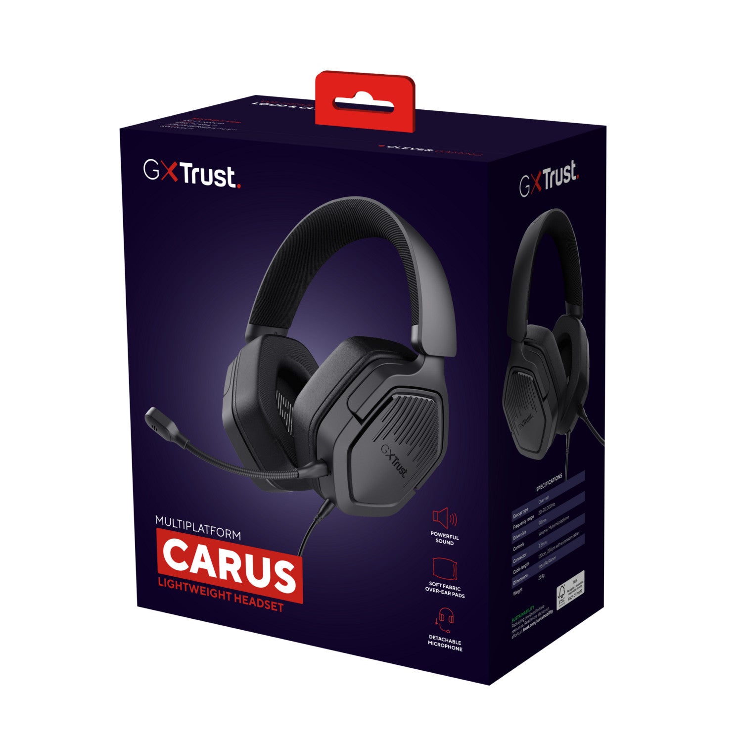 Trust GXT492 Carus Auricolare Cablato A Padiglione Giocare Nero