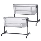 Kinderkraft Nestee Up 2 Culla Co-Sleeping 2 in 1, 5 Livelli di Altezza, 4 Ruote, con Materasso, Grigio Chiaro