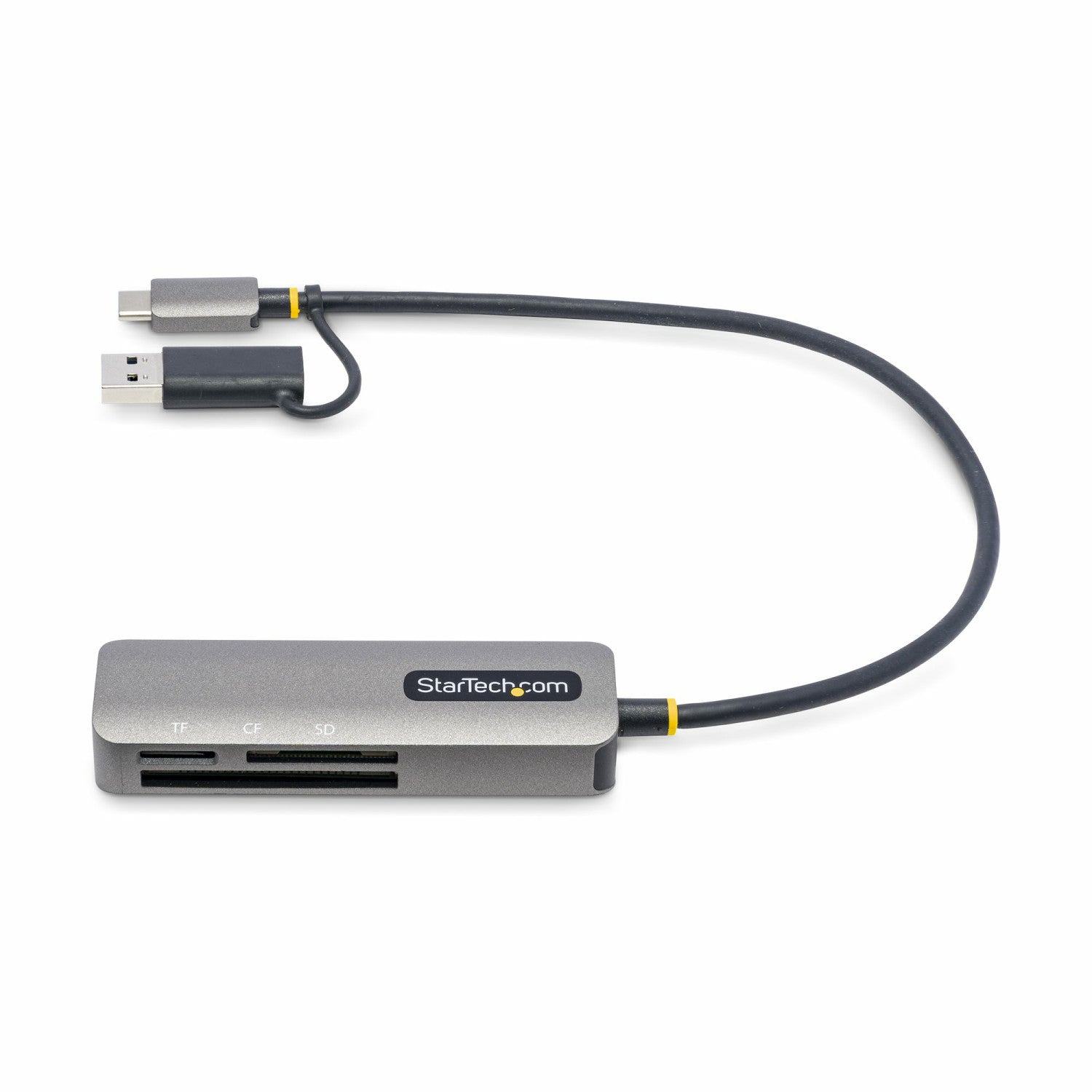 StarTech.com Lettore di schede di memoria multimediale USB 3.0, lettore di schede SD.microSD.CompactFlash, adattatore portatile di schede USB 5Gbps, lettore esterno di schede USB-C con adattatore USB-A collegato