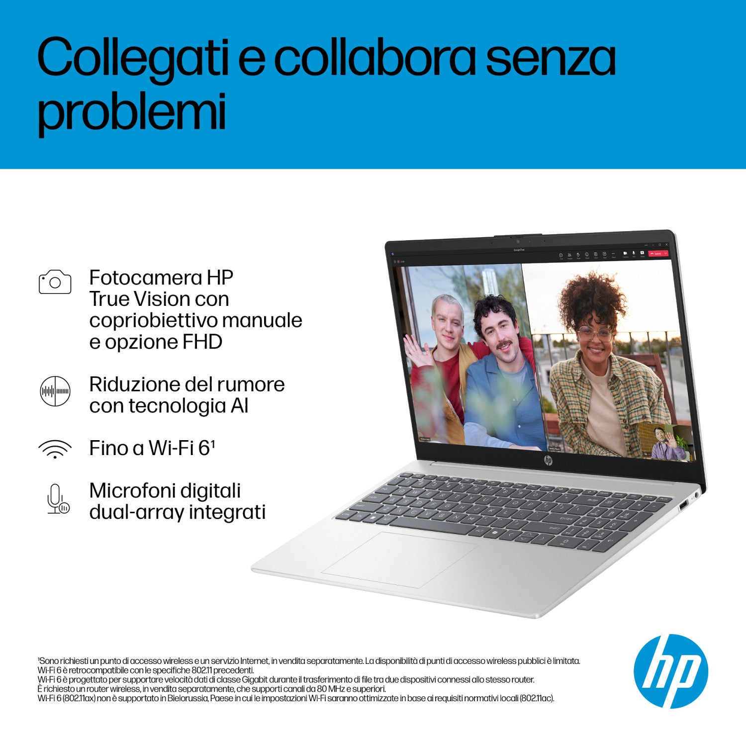 HP AI 15-fd2026nlx Intel Core Ultra 5 225U Computer portatile 39,6 cm (15.6") Full HD 8 GB DDR5-SDRAM 512 GB SSD Wi-Fi 6 (802.11ax) Windows 11 Home AI PC Argento