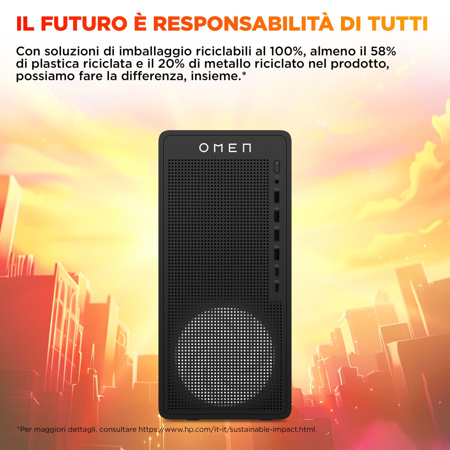 HP OMEN 16L Gaming Desktop PC TG03-0056nl PC AMD Ryzen 7 8700F 16 GB DDR5-SDRAM 512 GB SSD Windows 11 Home Tower AI PC Nero