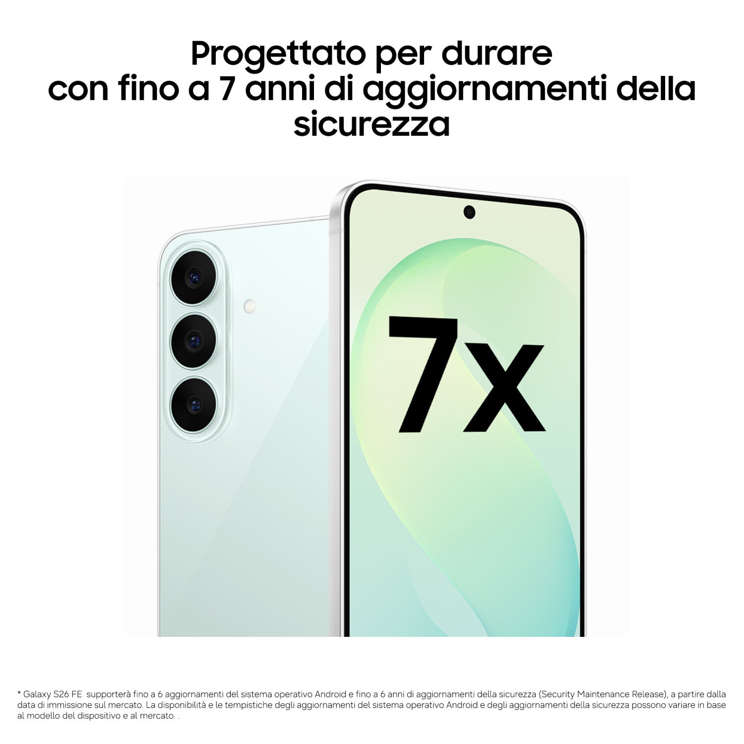 Samsung Galaxy S26 FE, 256GB, Pistachio, AI, Camera 50MP, Assistente Foto, My FanCam, Video con Blocco Orizzontale, Batteria 4900 mAh, RAM 8GB