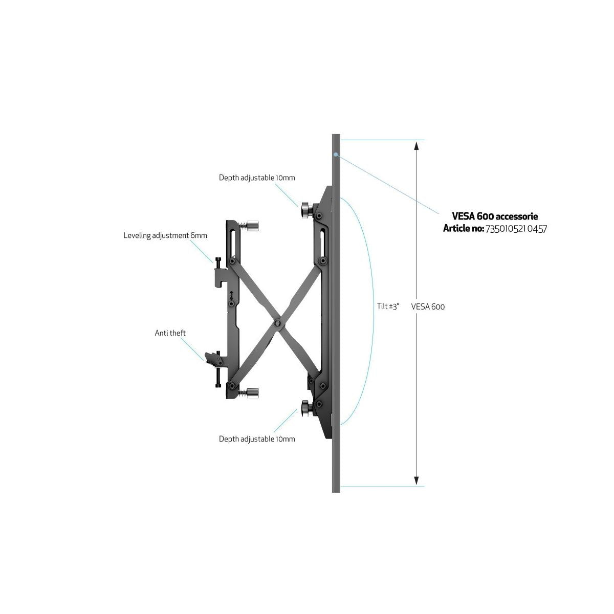 Multibrackets 4122 Supporto per display espositivi 165,1 cm (65") Nero