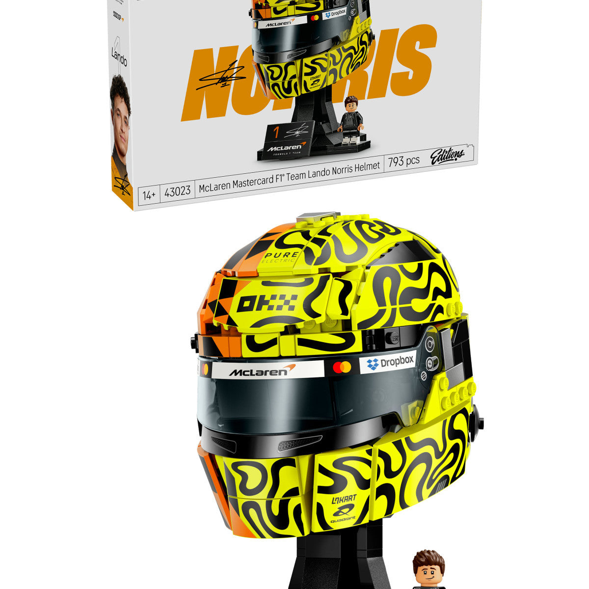 LEGO Editions 43023 Casco di Lando Norris McLaren Mastercard F1 Team, 793 Pezzi, 14